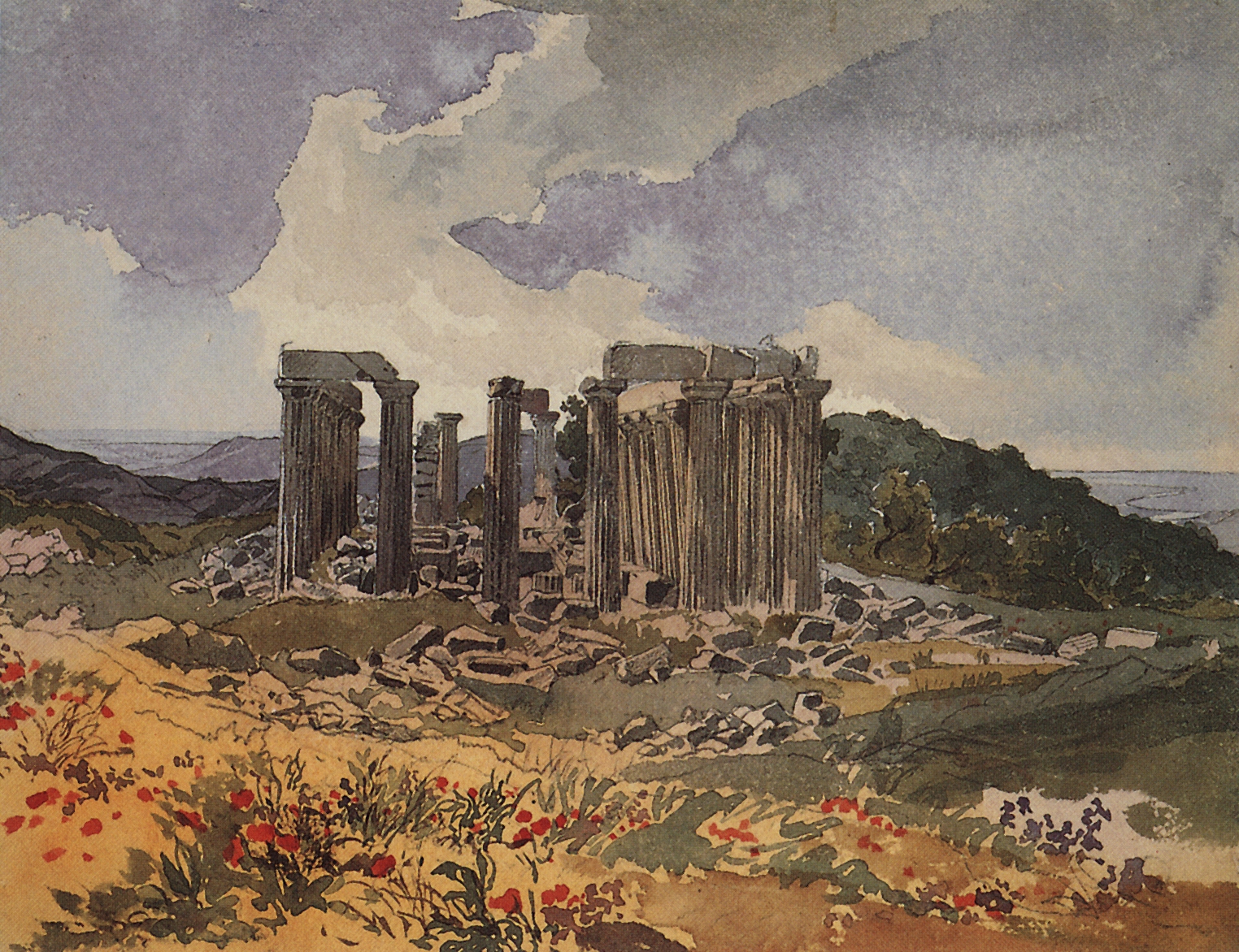 Брюллов К.. Храм Аполлона Эпикурейского в Фигалии. 1835