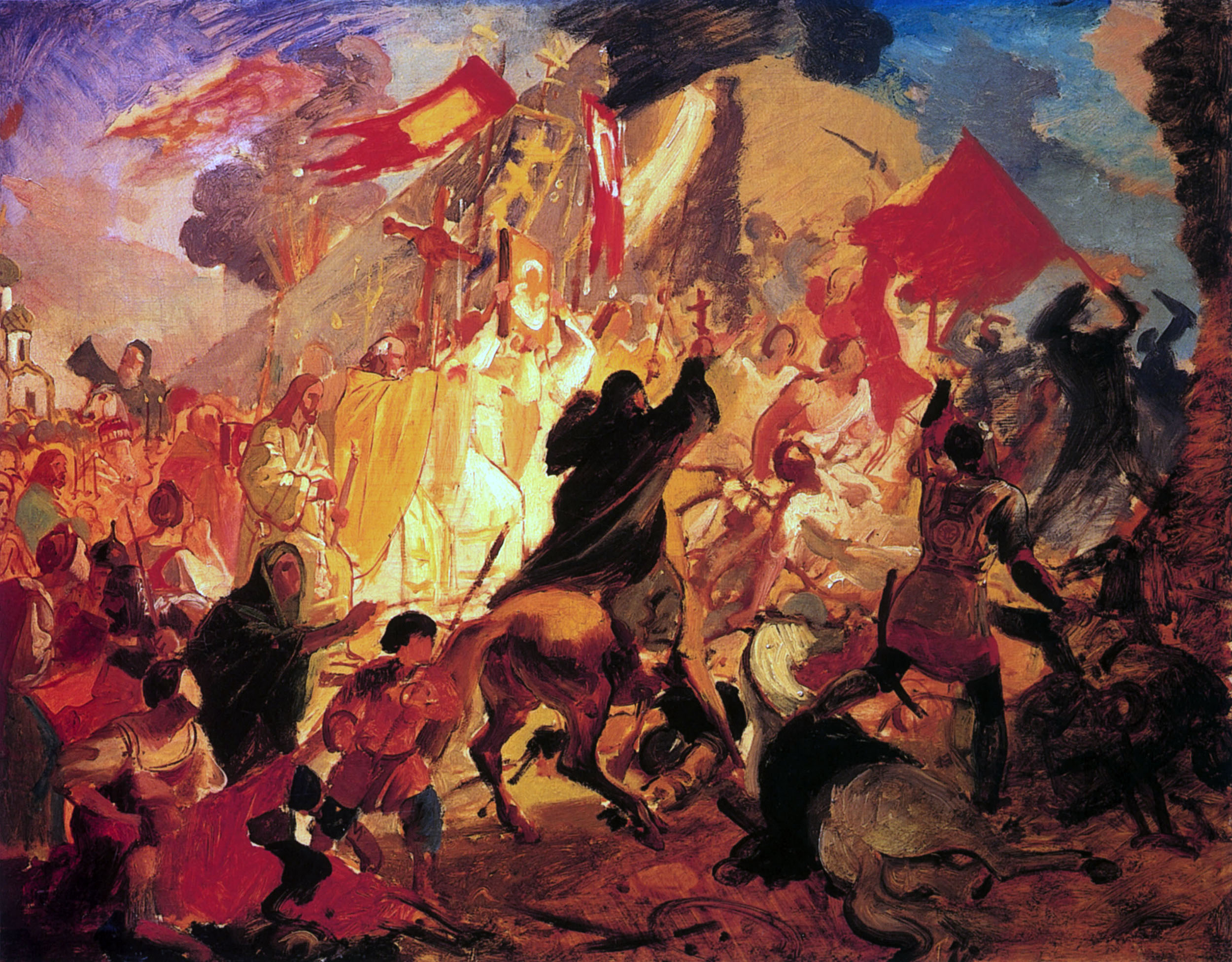 Брюллов К.. Осада Пскова польским королем Стефаном Баторием в 1581 году. 1836 (1837?)