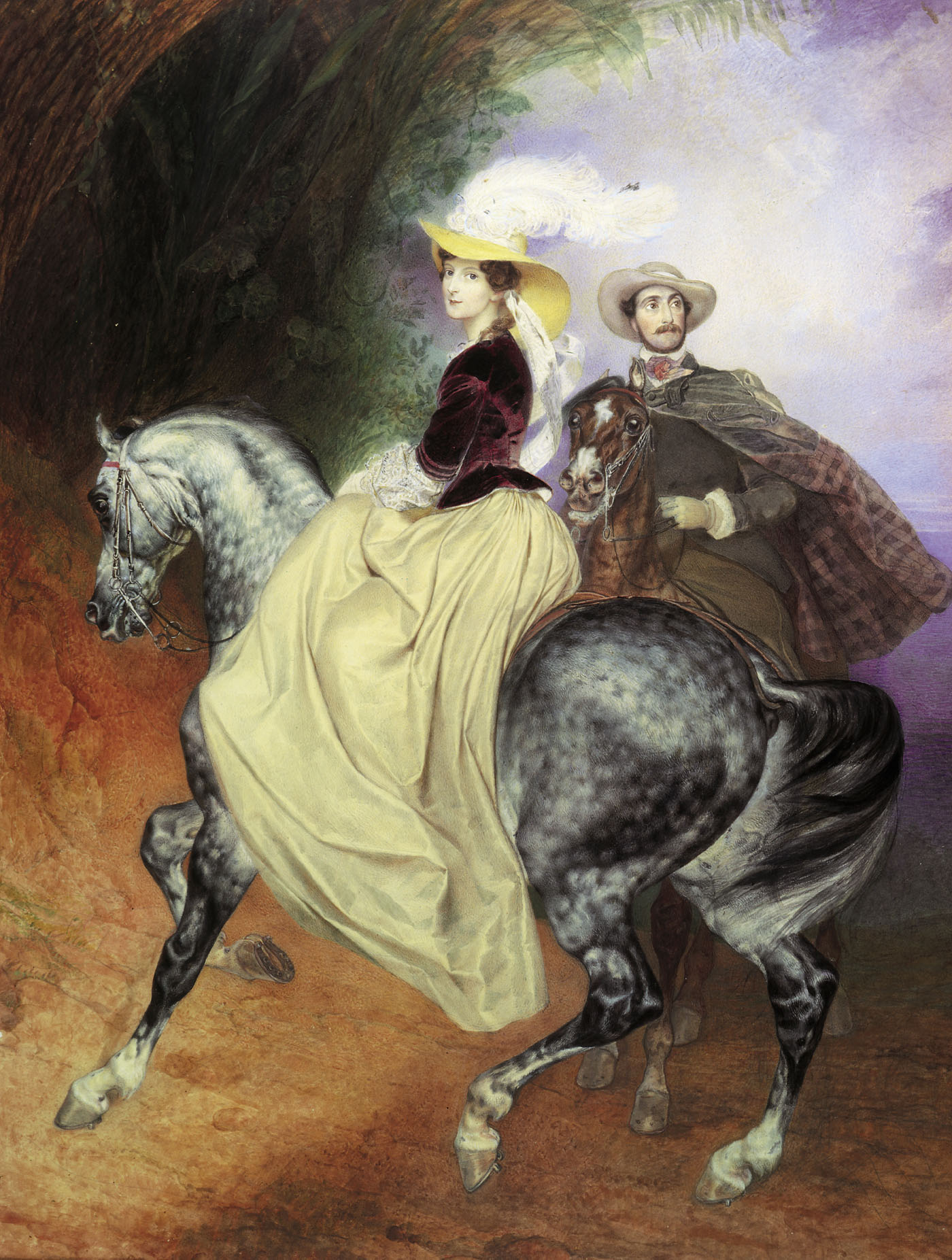 Брюллов К.. Всадники. Парный портрет Е.Мюссара и Э.Мюссар. 1849