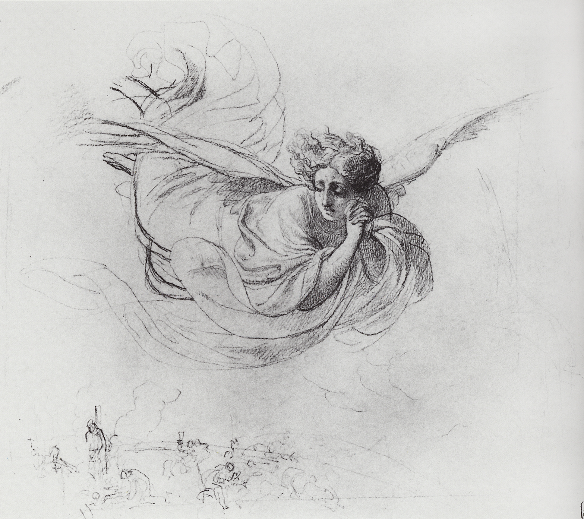 Брюллов К.. Летящий ангел, оплакивающий жертвы инквизиции. 1849-1850