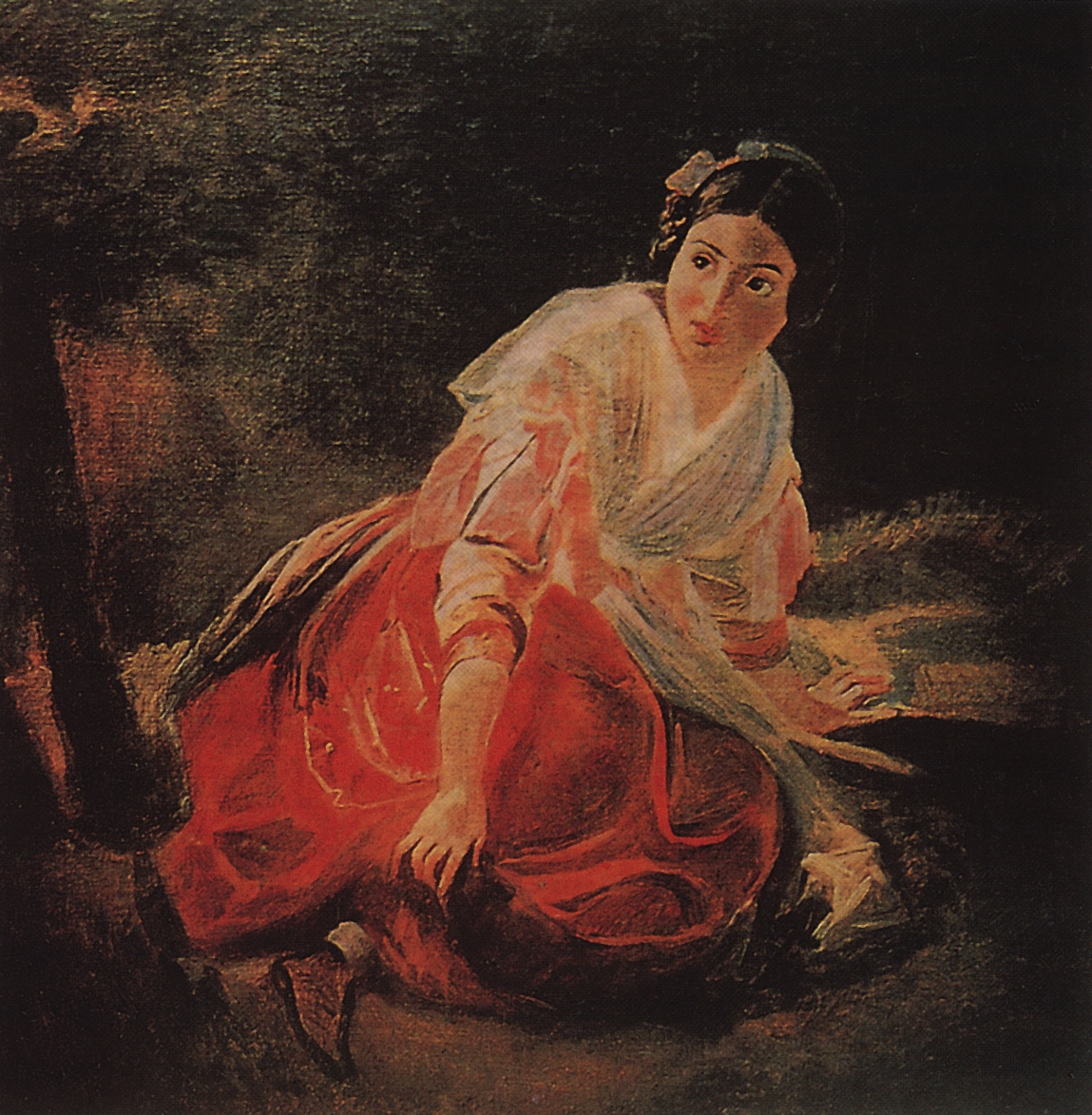 Брюллов К.. Девушка в лесу. 1851-1852