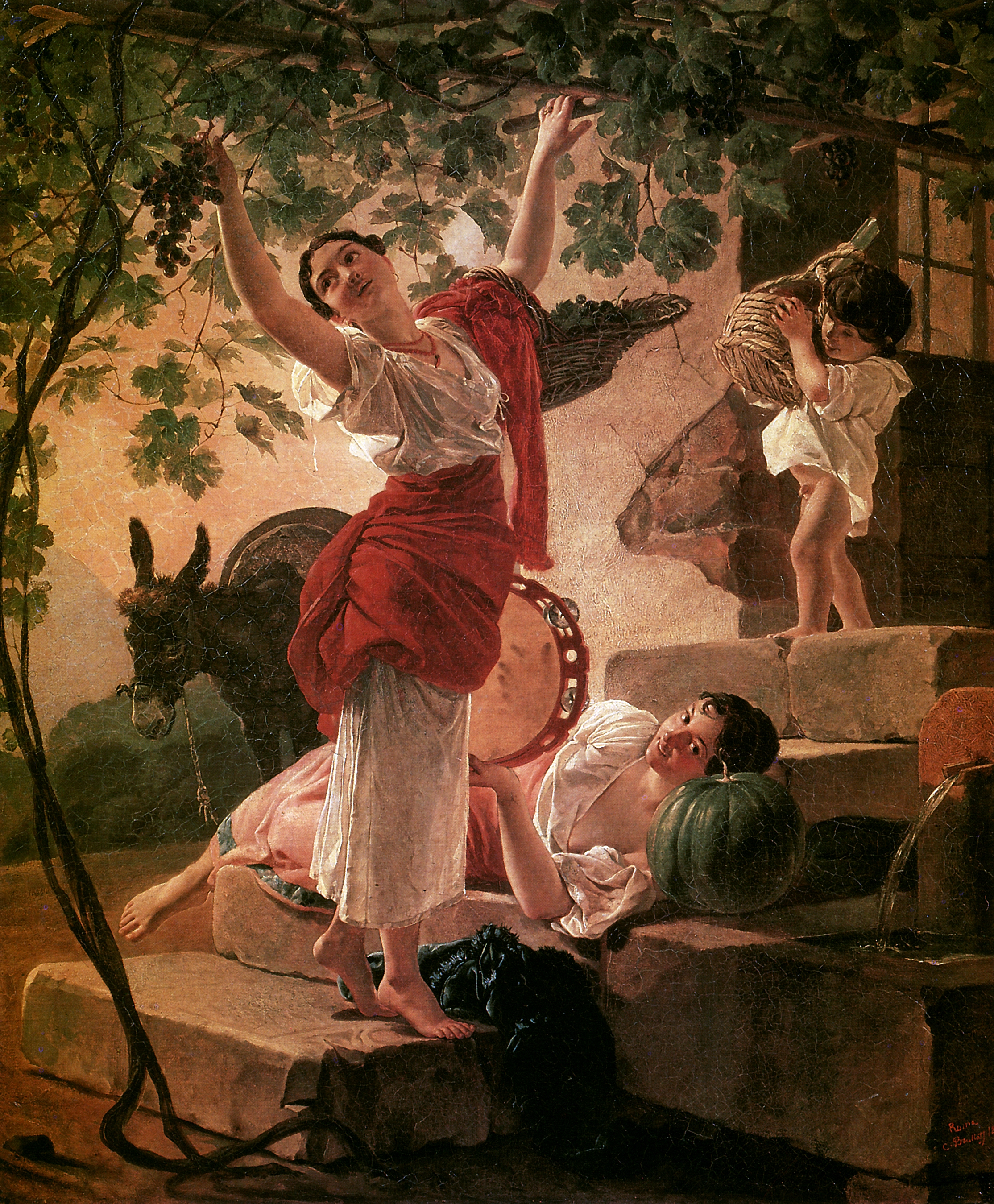 Брюллов К.. Девушка, собирающая виноград в окрестностях Неаполя. 1827