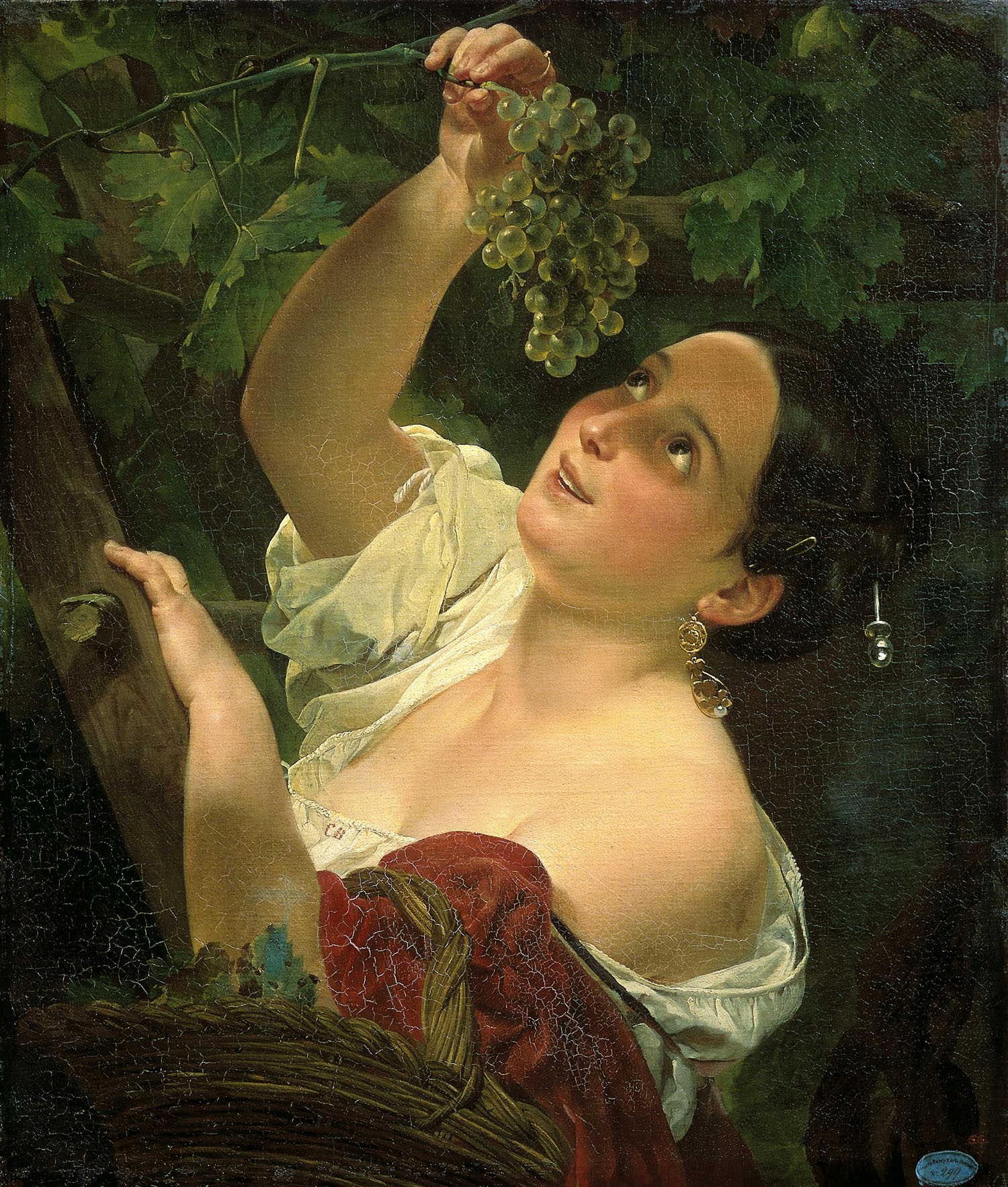 Брюллов К.. Итальянский полдень ( Итальянка, снимающая виноград ). 1827