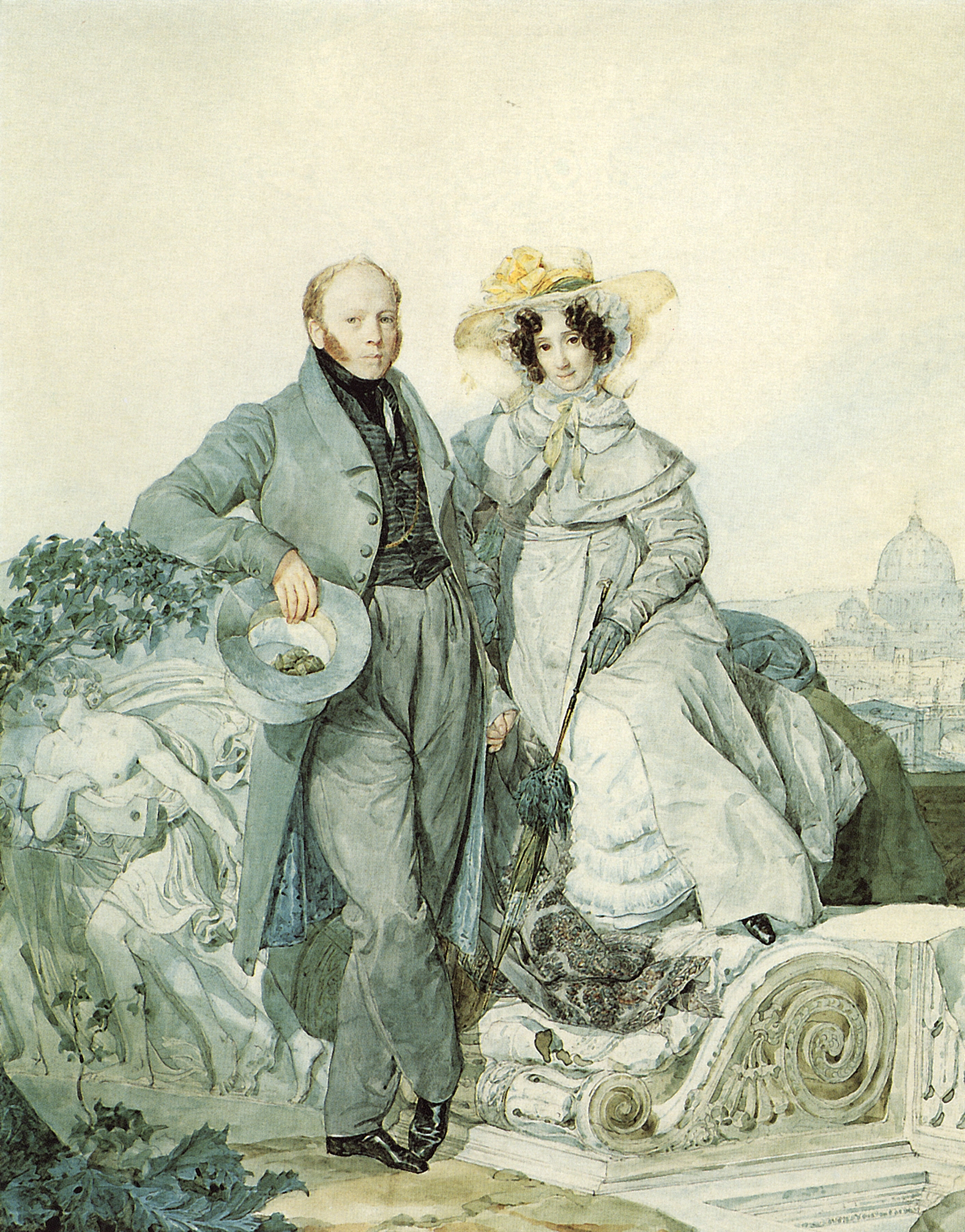 Брюллов К.. Портрет Г.Н. и В.А.Олениных. 1827