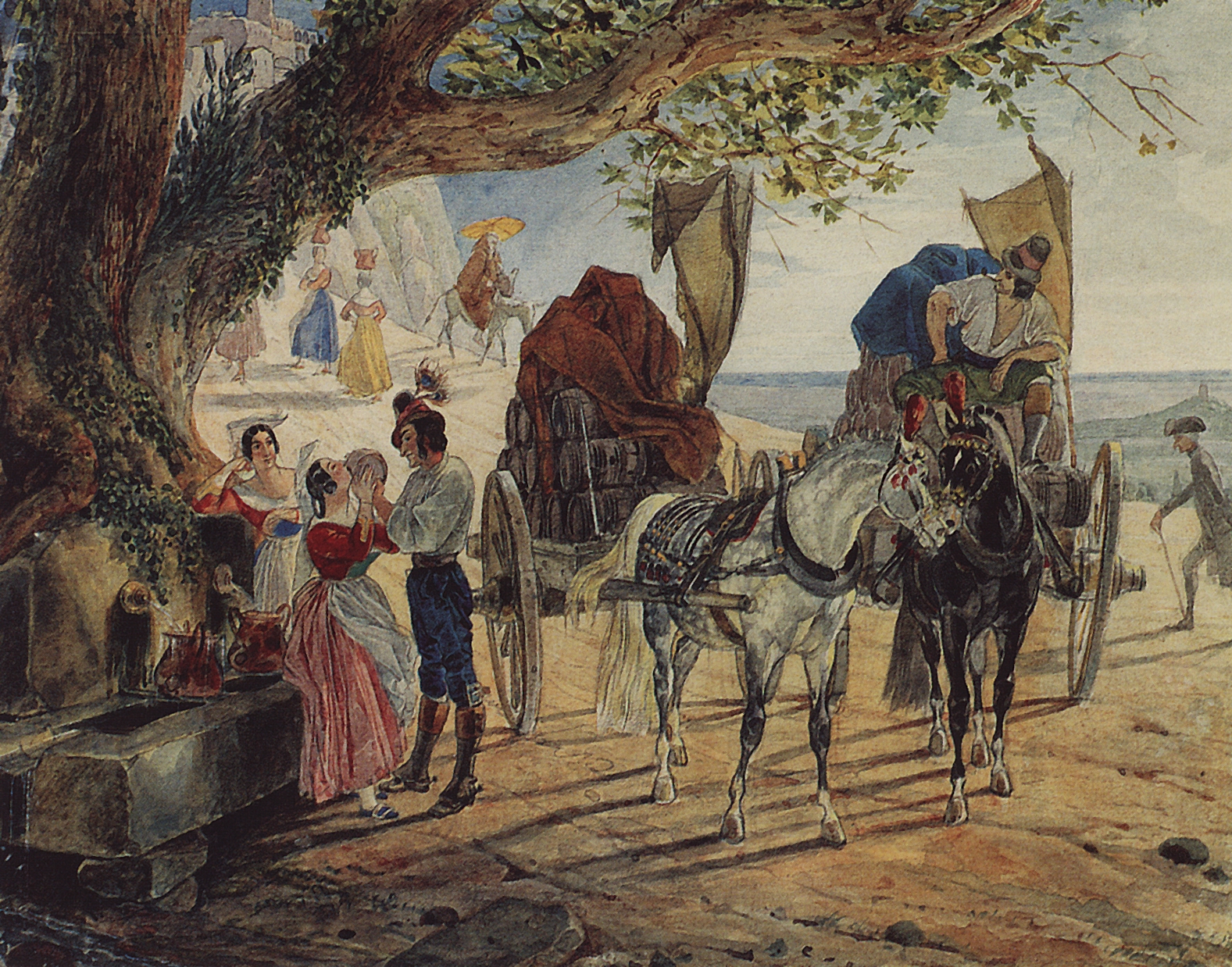 Брюллов К.. Гулянье в Альбано. 1830-1833