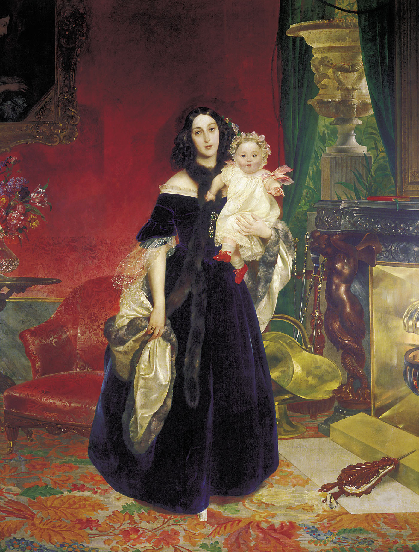 Брюллов К.. Портрет М.А.Бек с дочерью М.И.Бек. 1840