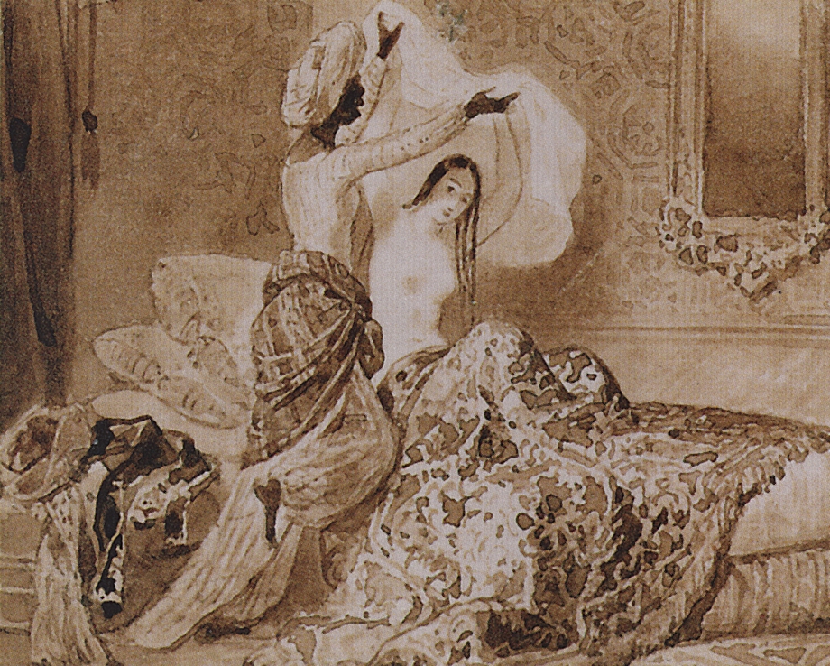 Брюллов К.. По установлению Аллаха раз в год меняется рубаха. 1845