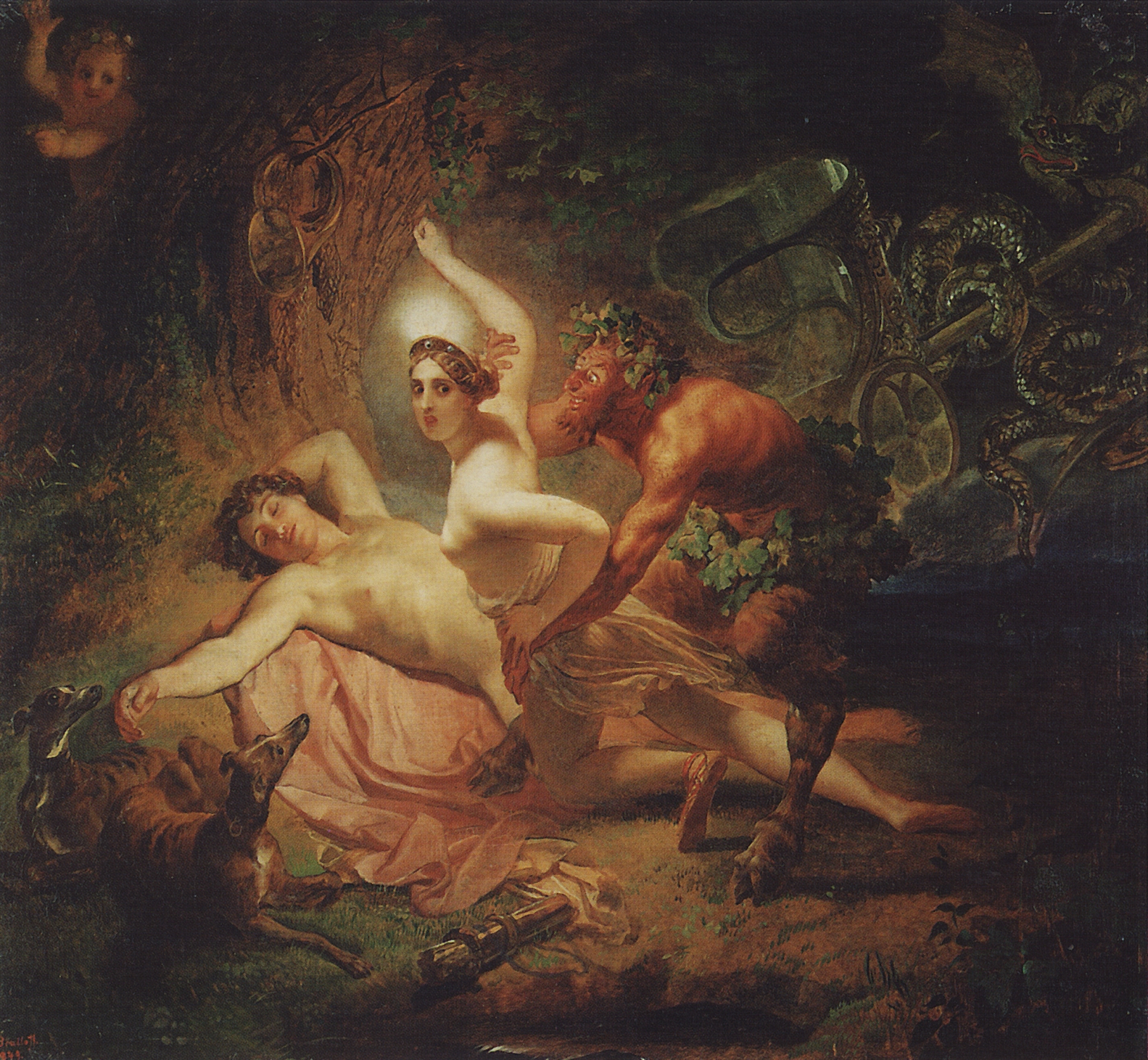 Брюллов К.. Диана, Эндимион и Сатир. 1849