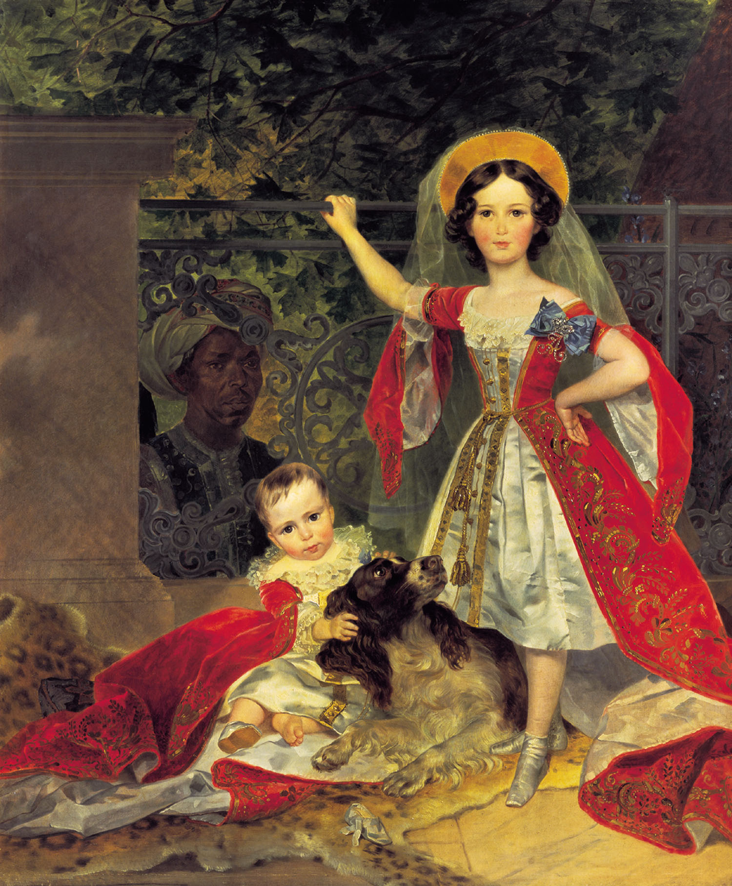 Брюллов К.. Портрет детей Волконских с арапом. 1843