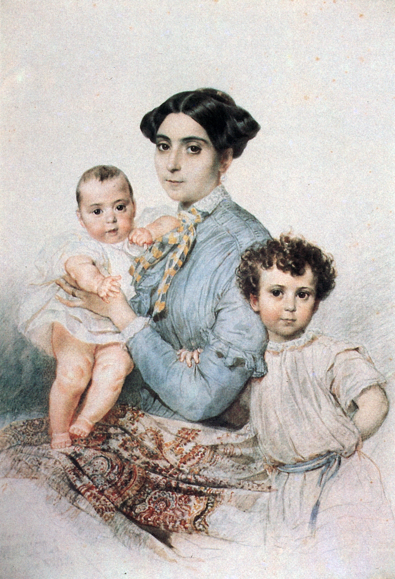 Брюллов К.. Портрет Терезы-Микеле Титтони с сыновьями. 1850-1852