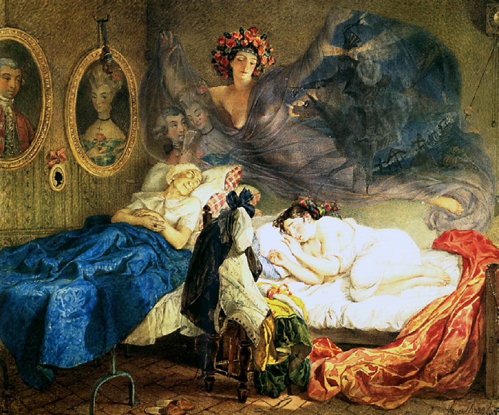 Брюллов К.. Сон бабушки и внучки. 1829
