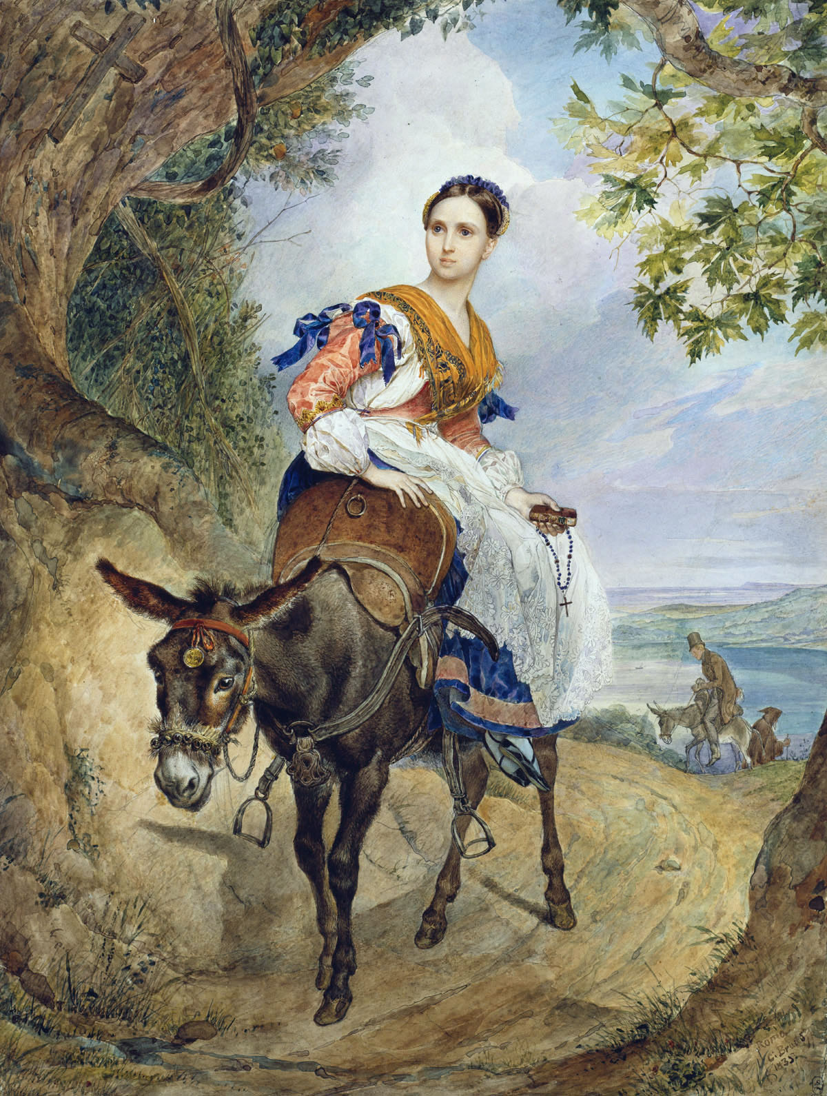Брюллов К.. Ольга Ферзен на ослике. 1835