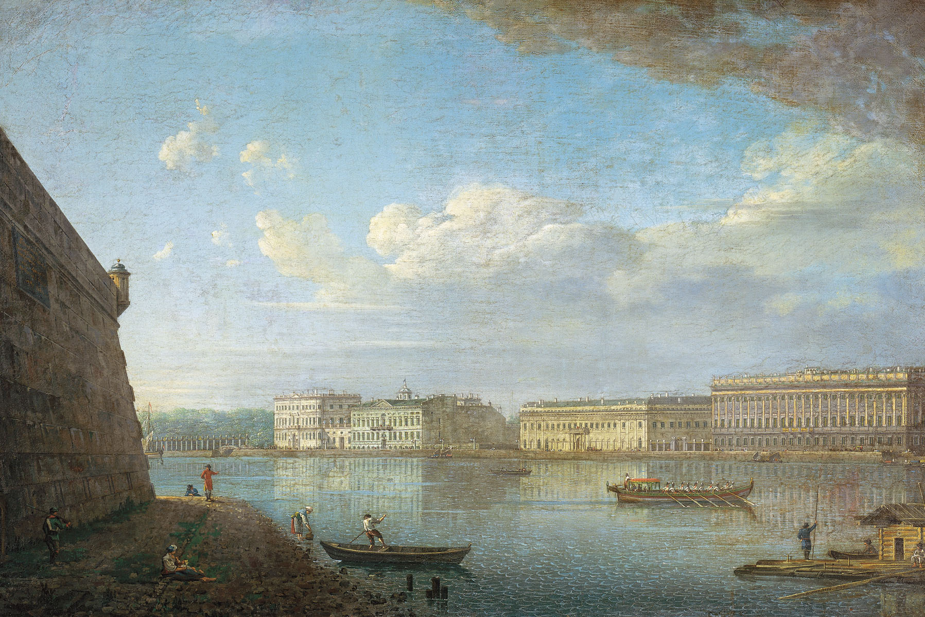 Алексеев Ф.. Вид Дворцовой набережной от Петропавловской крепости. 1794