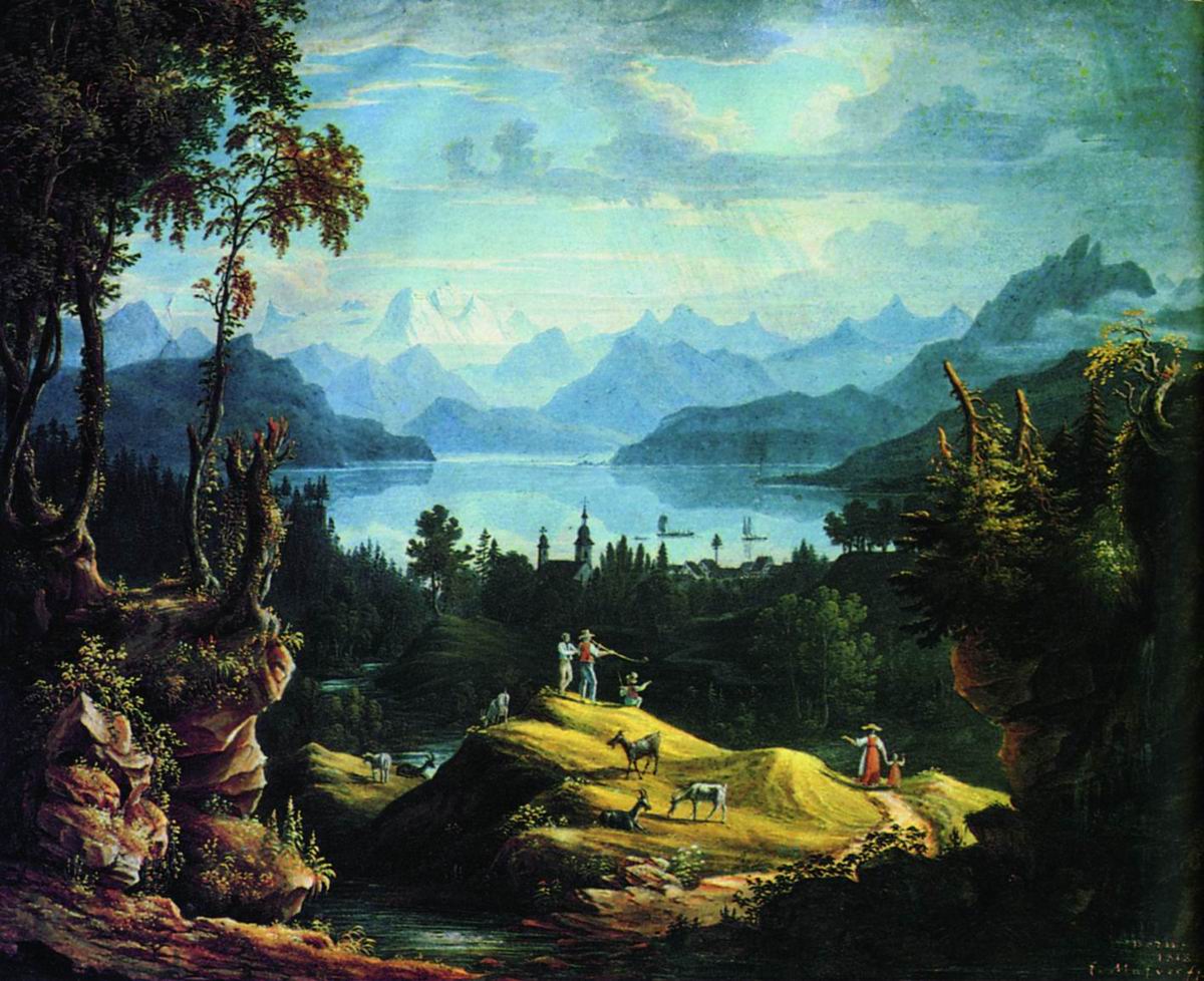 Матвеев Ф.. Пейзаж в Швейцарии. 1818