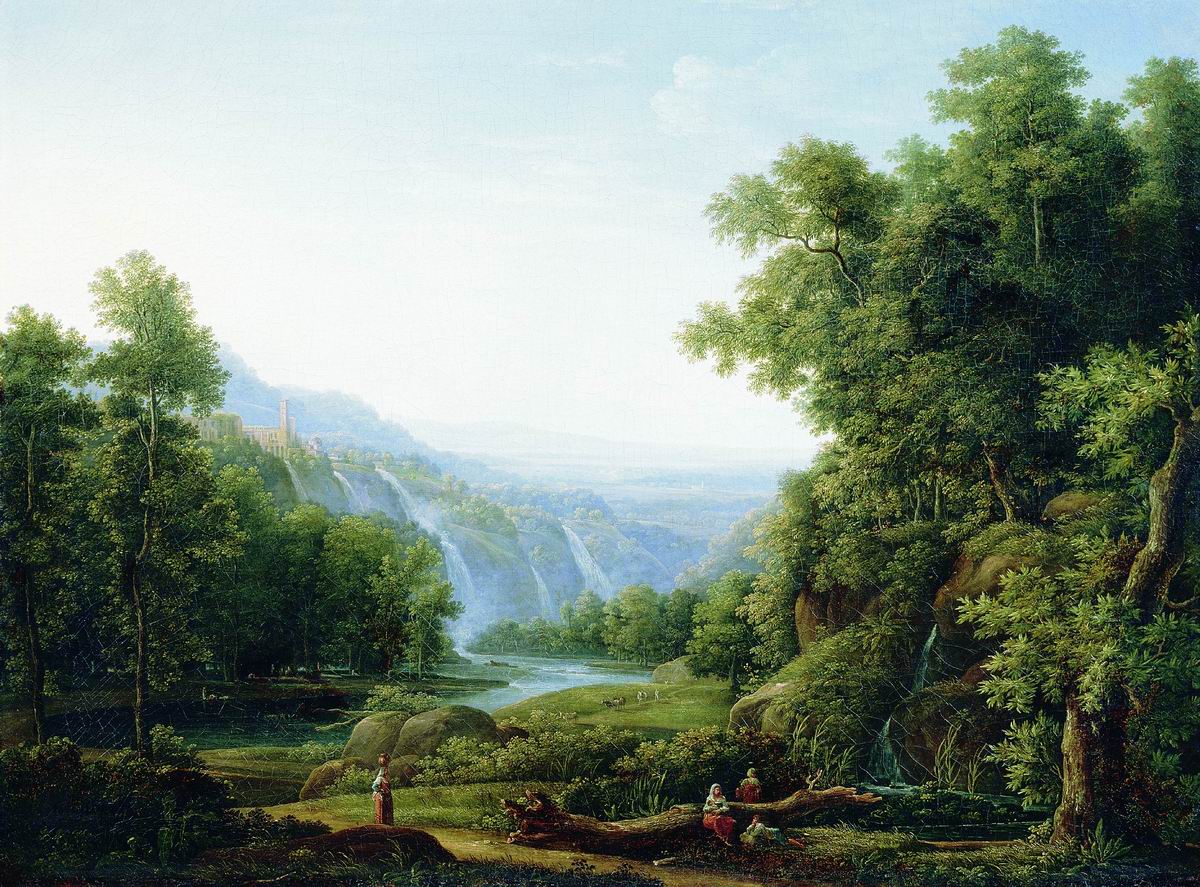 Матвеев Ф.. Водопад в Тиволи близ Рима. 1804