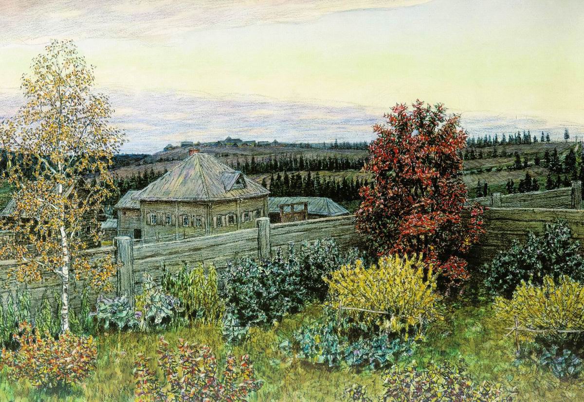 Васнецов А.. Вид из окна столовой. Рябово. 1919