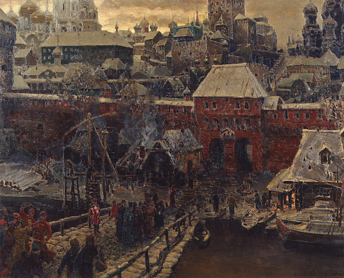 Васнецов А.. Москва середины XVII столетия. Москворецкий мост и Водяные ворота. 1900