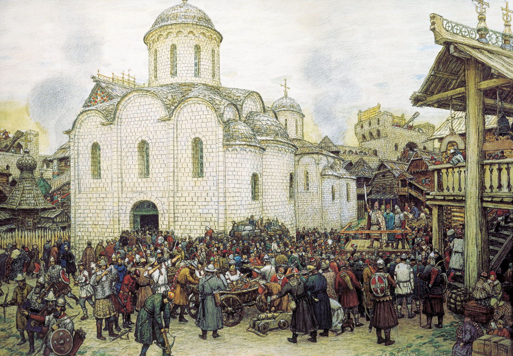 Васнецов А.. Оборона Москвы от хана Тохтамыша. XIV век. 1918