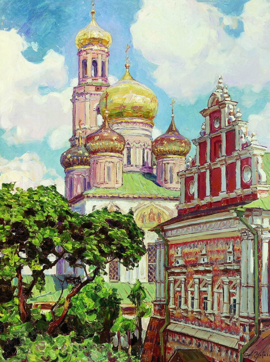 Васнецов А.. Симонов монастырь. Облака и золотые купола. 1927