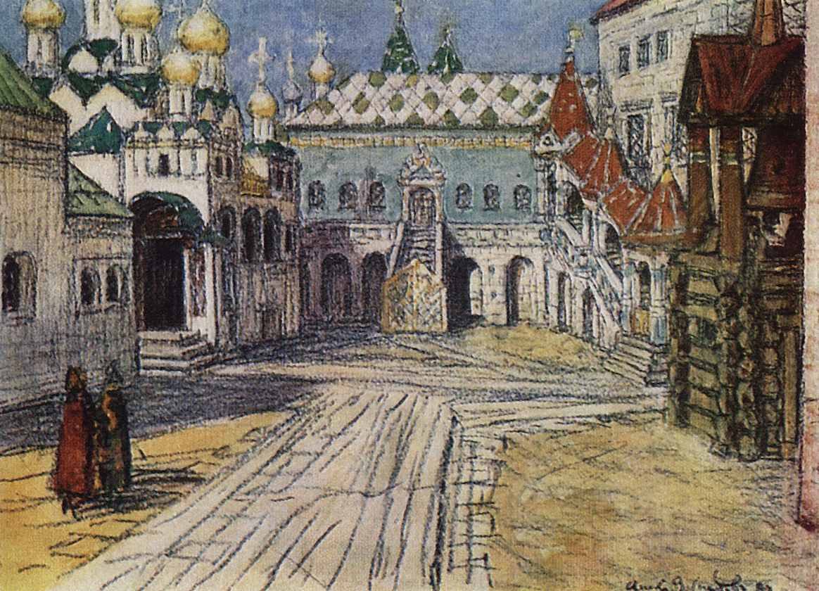 Васнецов А.. Царская площадка и Красное крыльцо Грановитой палаты в Кремле. 1904