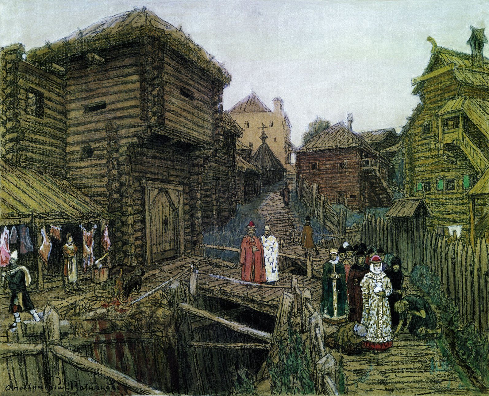 Васнецов А.. Выход боярыни (боярыня, княгиня). 1909