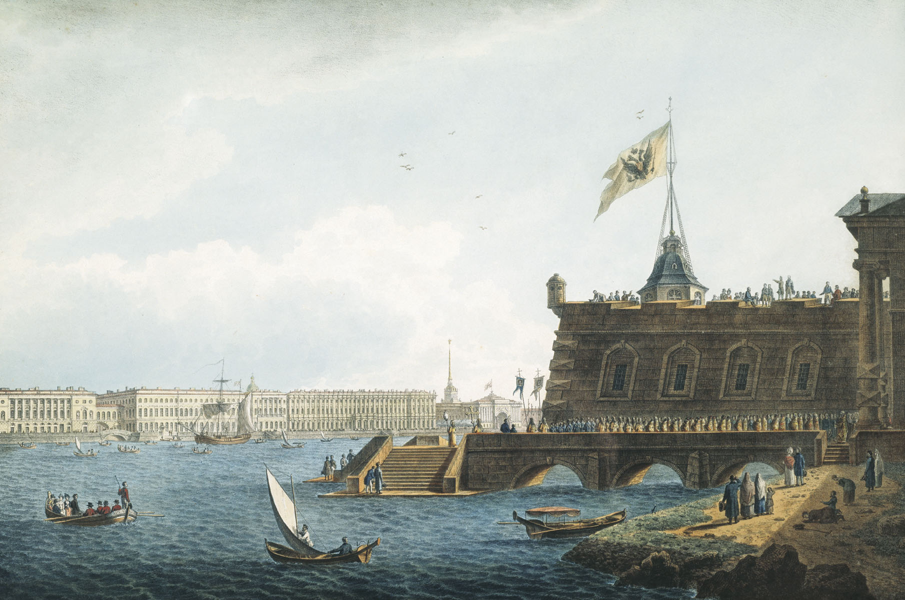 Галактионов. Вид на Неву со стороны Петропавловской крепости. 1821
