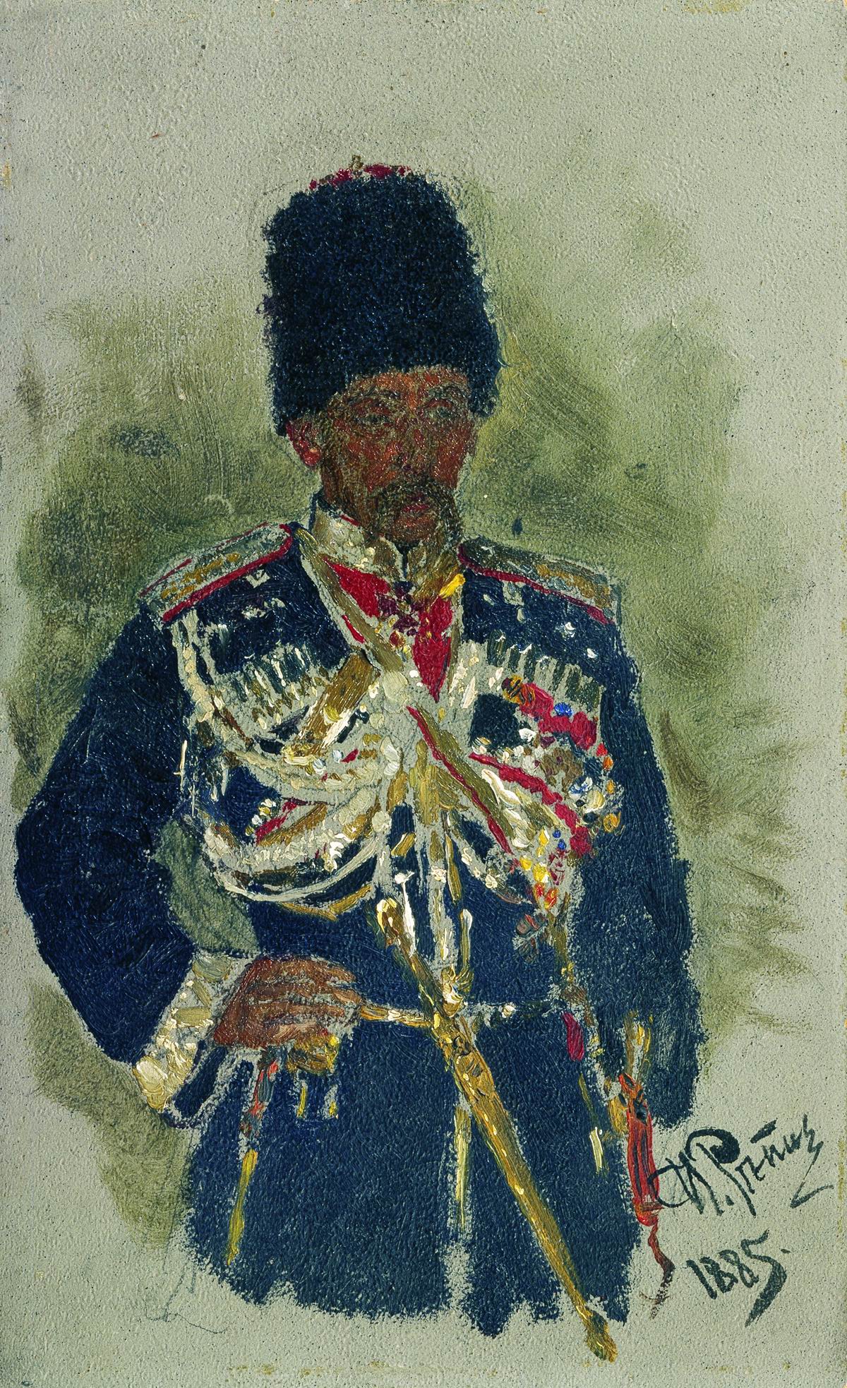 Репин И.. Генерал в форме царского конвоя. П.А.Черевин. 1885