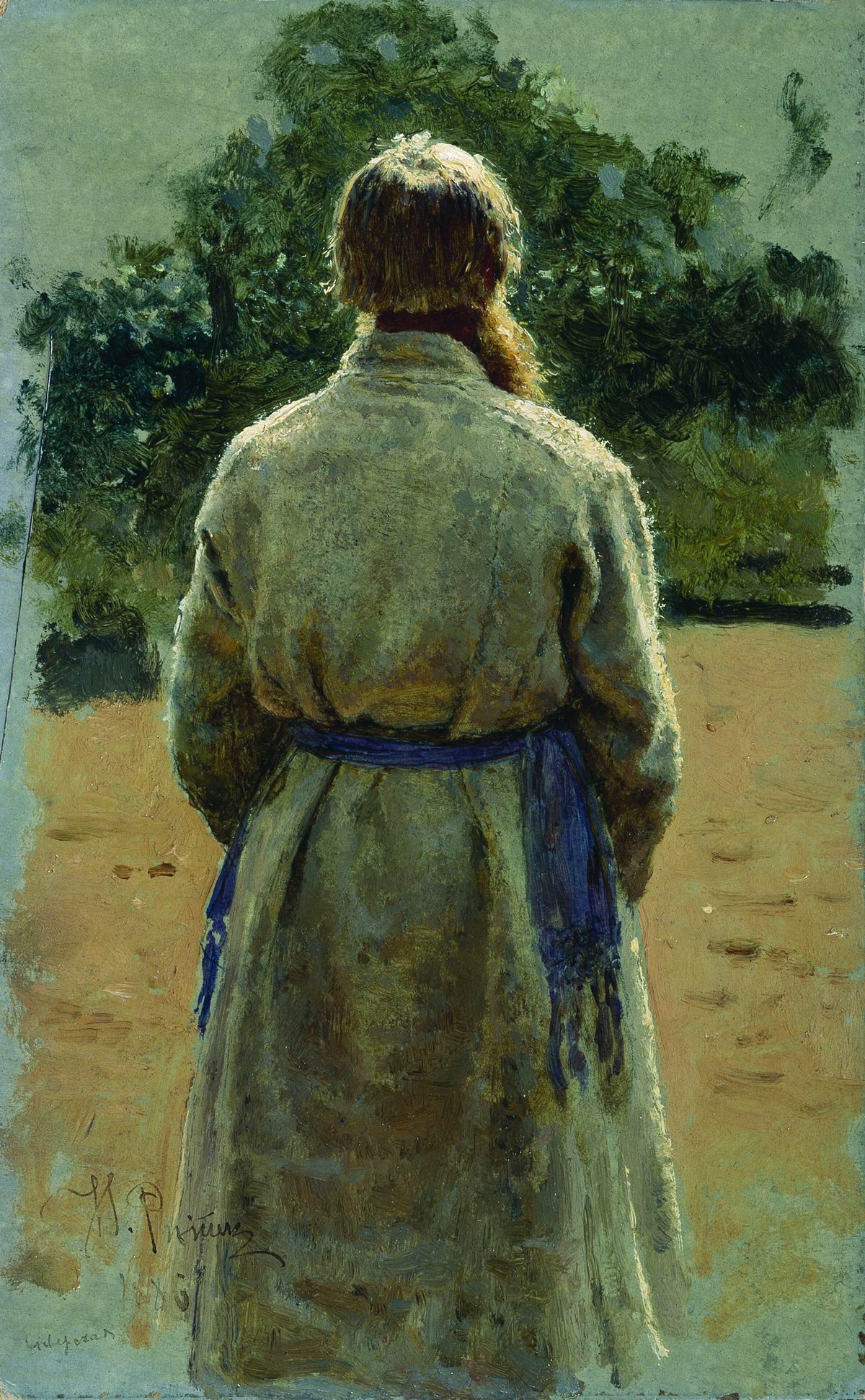 Репин И.. Старшина, со спины, освещенный солнцем. 1885