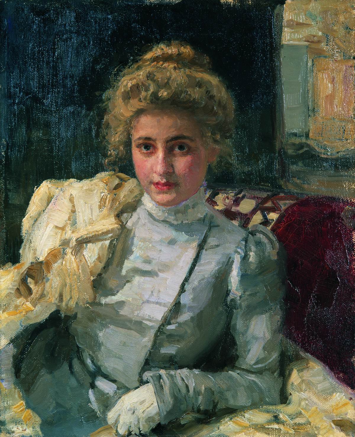 Репин И.. Блондинка (Портрет Ольги Тевяшевой). 1898