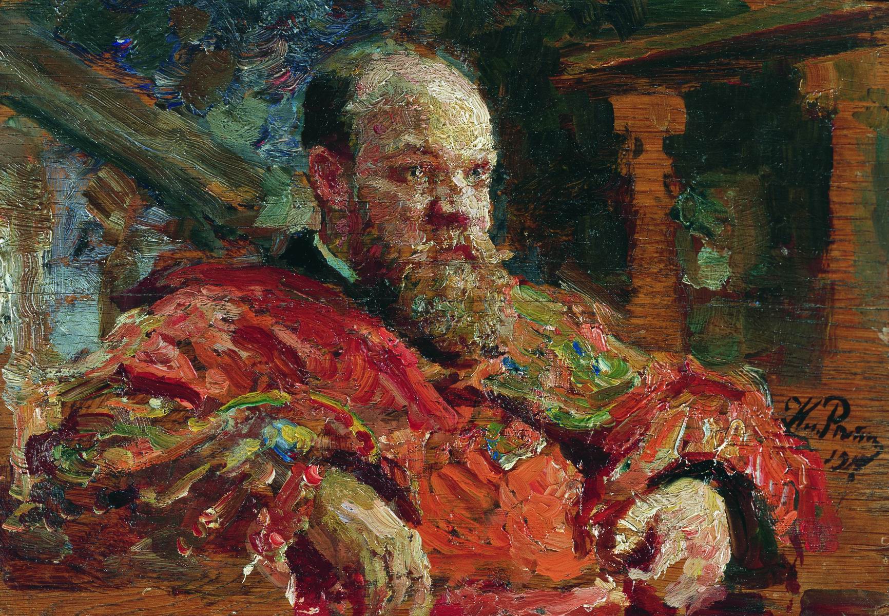 Репин И.. Портрет Н.В.Делярова. 1910