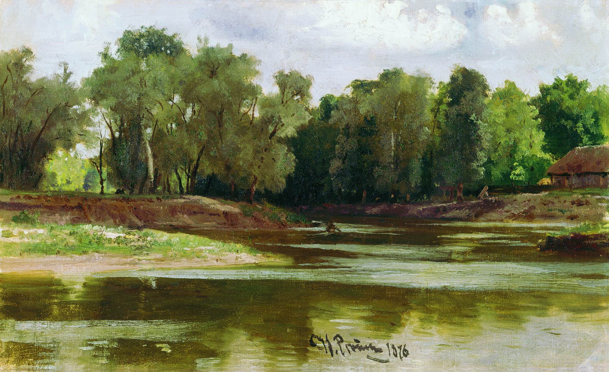 Репин И.. Берег реки. 1876