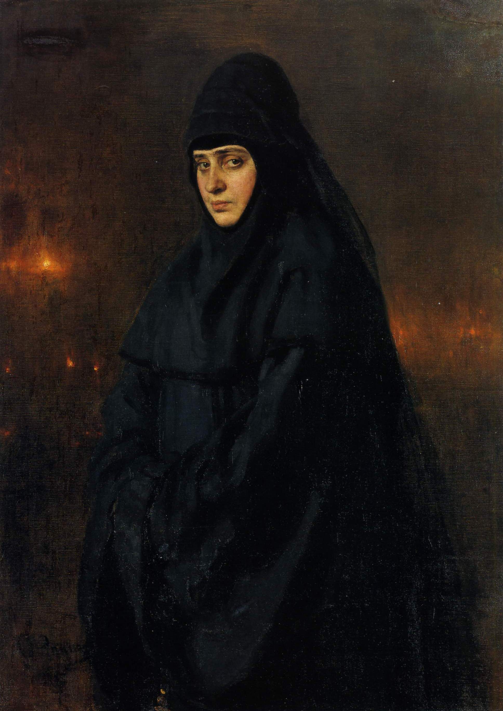 Репин И.. Монахиня. 1887