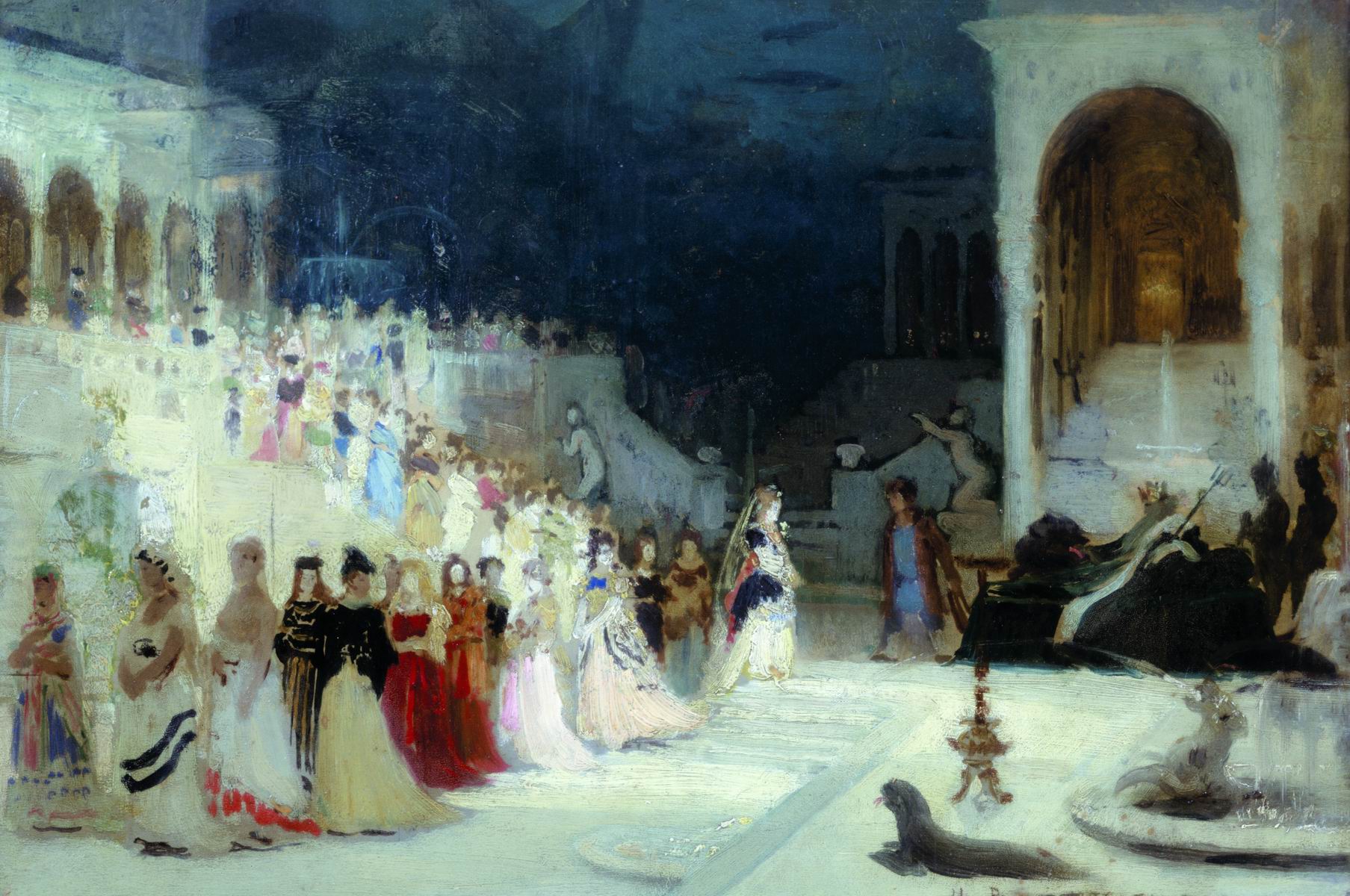 Репин И.. Сцена из балета. 1875