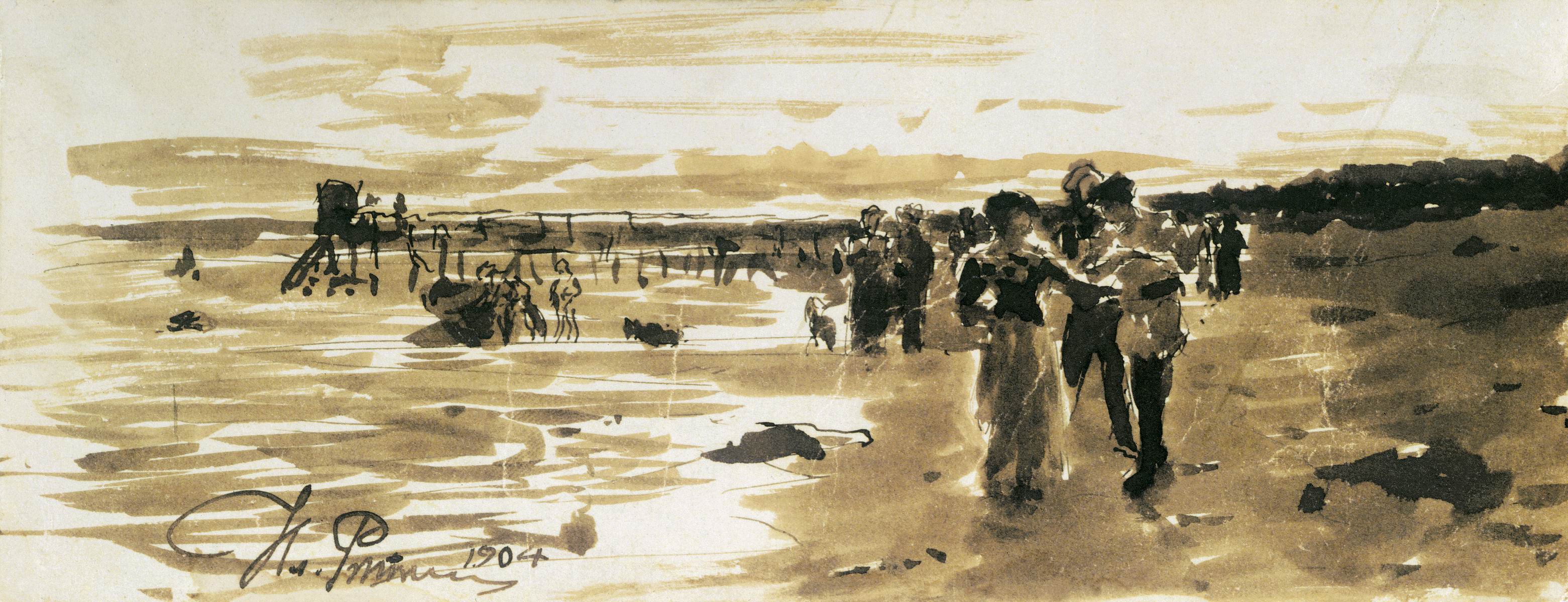 Репин И.. На берегу моря. 1904