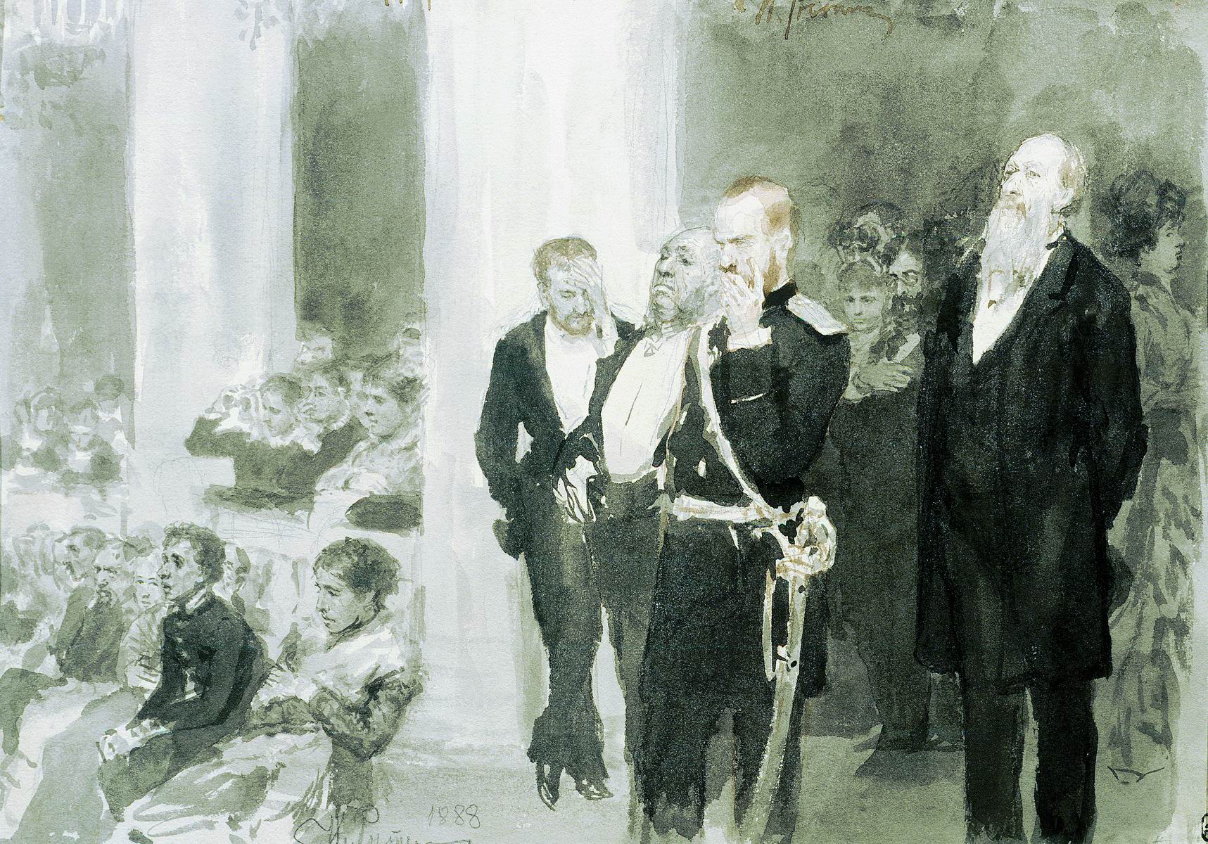 Репин И.. Во время концерта в дворянском собрании. 1888