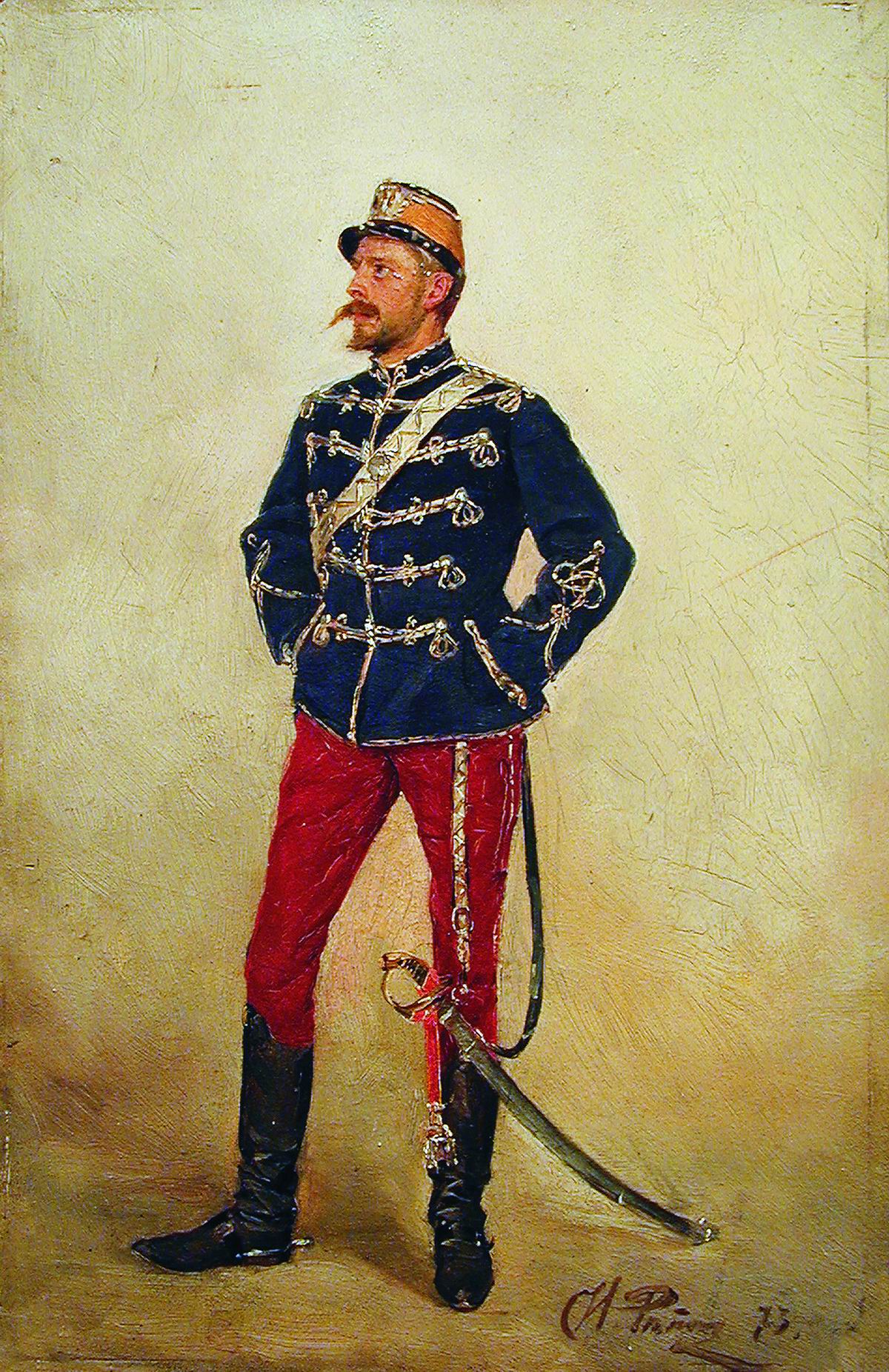 Репин И.. Молодой мужчина в военной форме. 1873