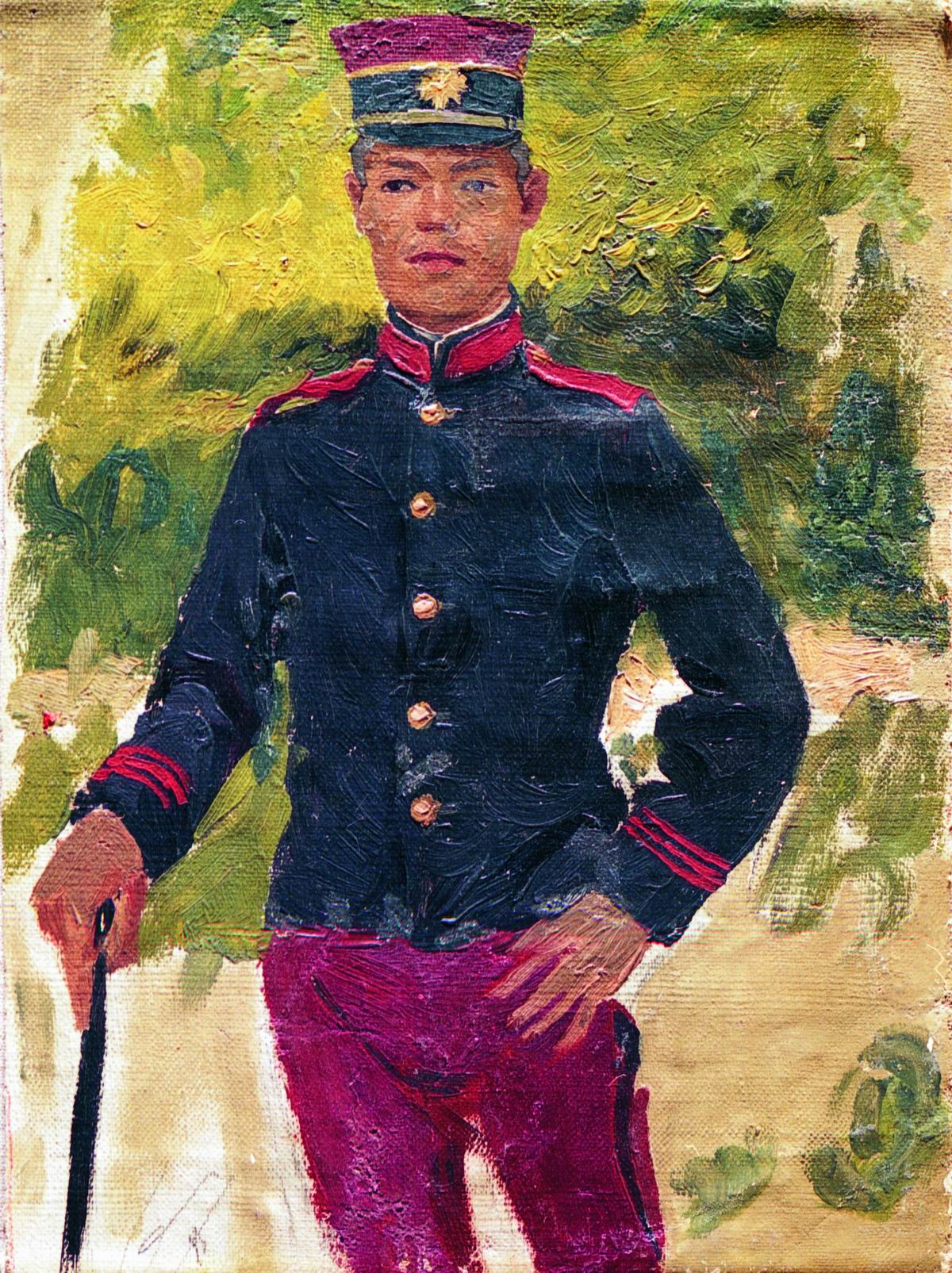 Репин И.. Молодой солдат. Парижский тип. 1870-е