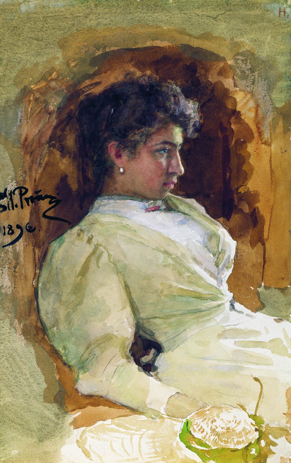 Репин И.. Портрет Н.И.Репиной. 1896