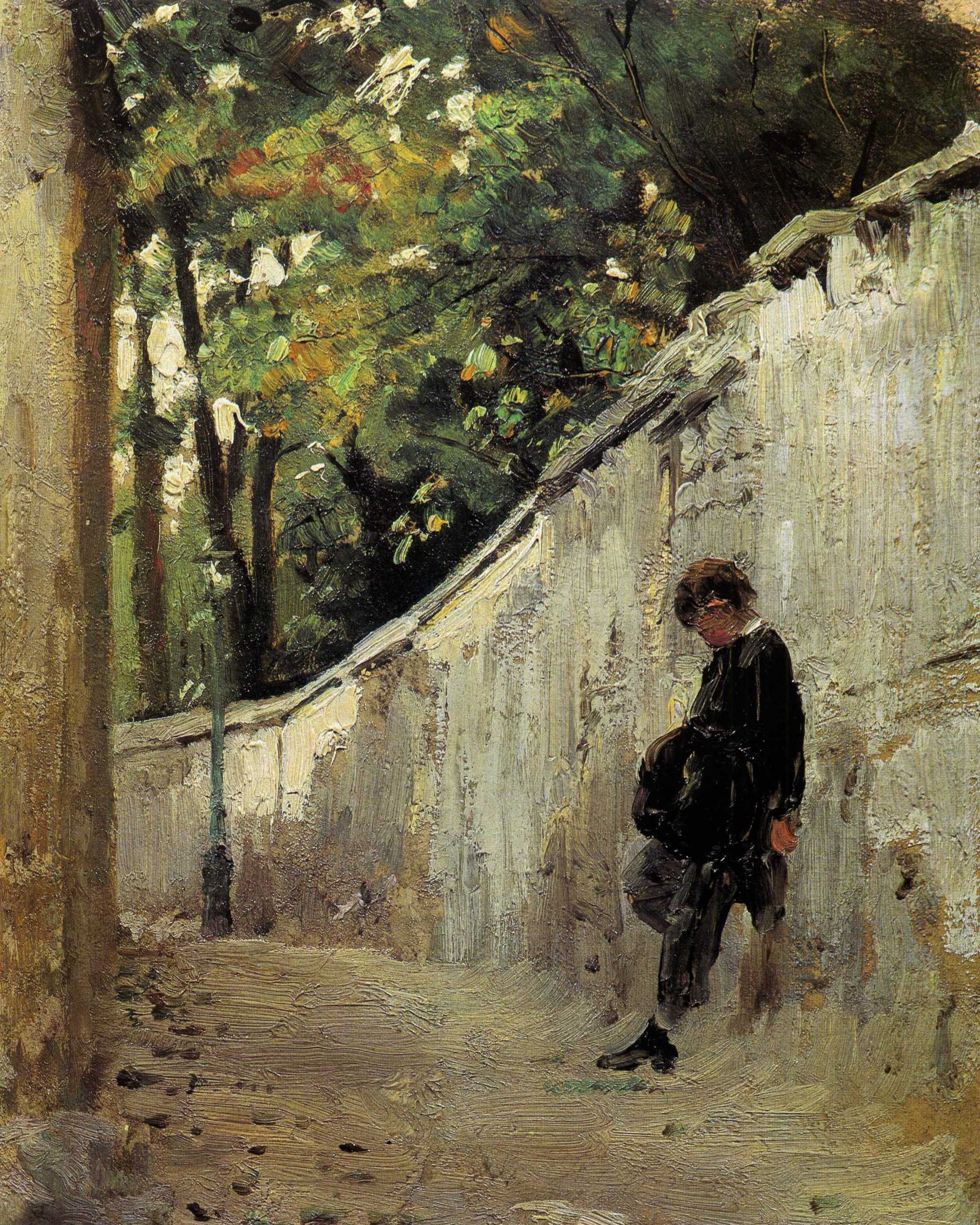 Репин И.. Парижский этюд. Мальчик у стены сада. Монмартр. 1876