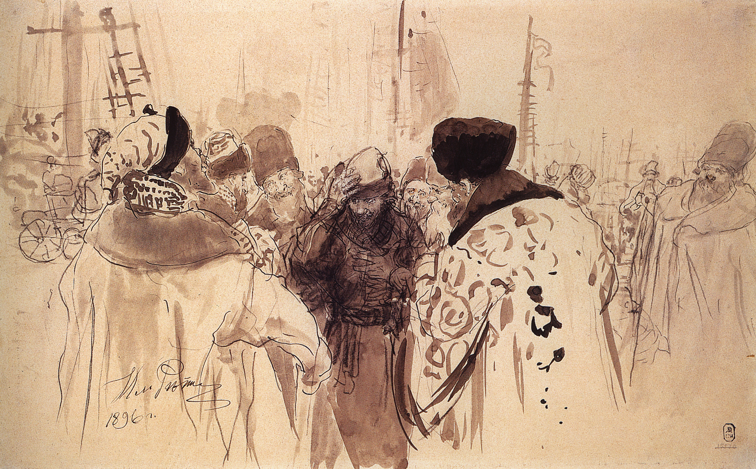 Репин И.. Садко на базарной площади. 1903-1904