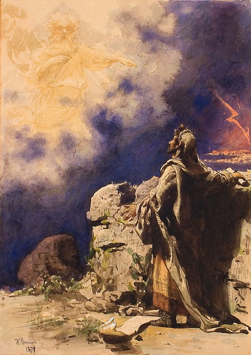 Репин И.. Видение пророка Иезекииля. 1877