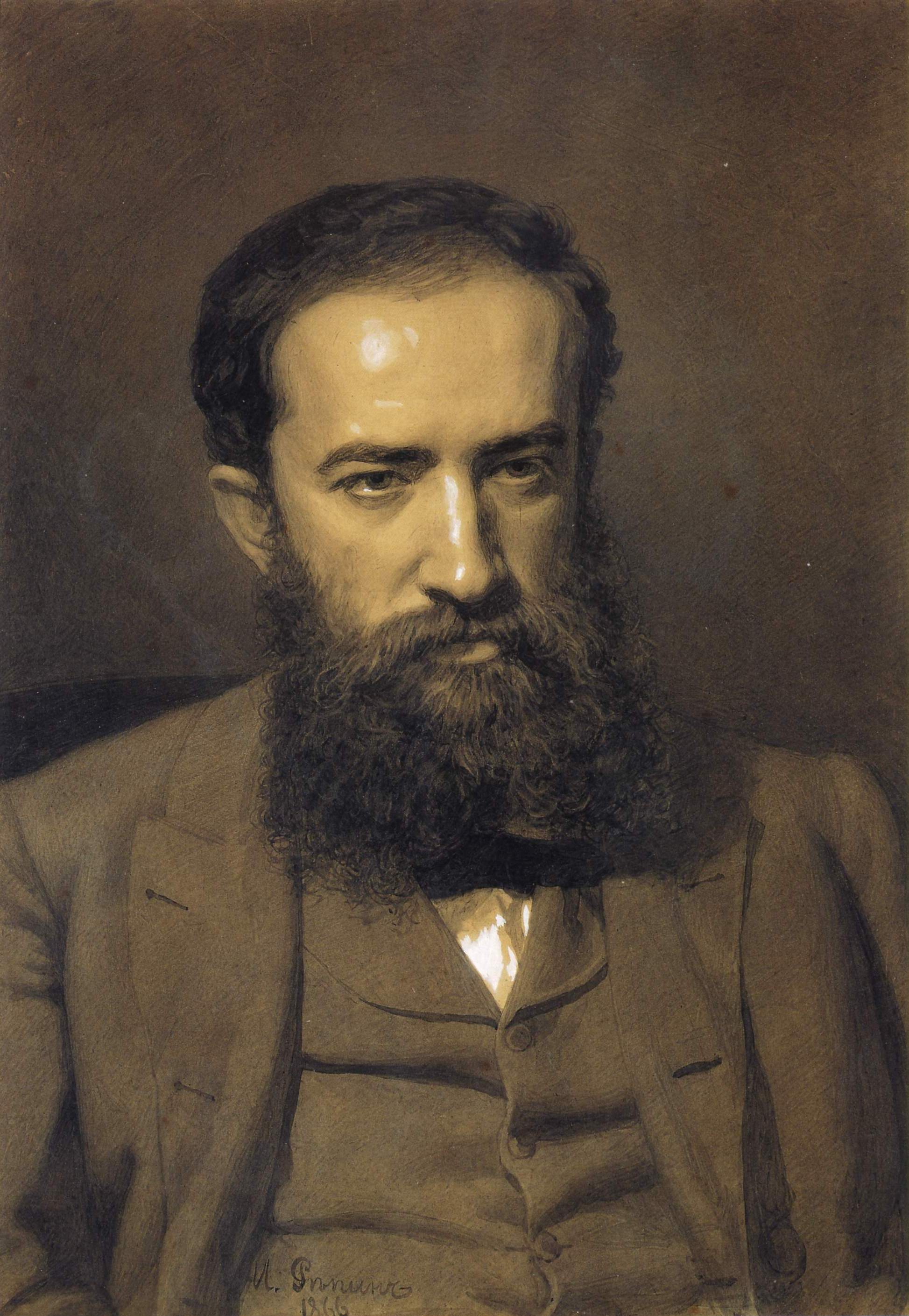 Репин И.. Портрет М.В. Прахова . 1866