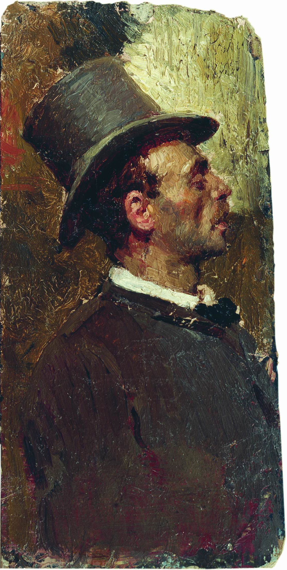 Репин И.. Мужчина в цилиндре. 1875