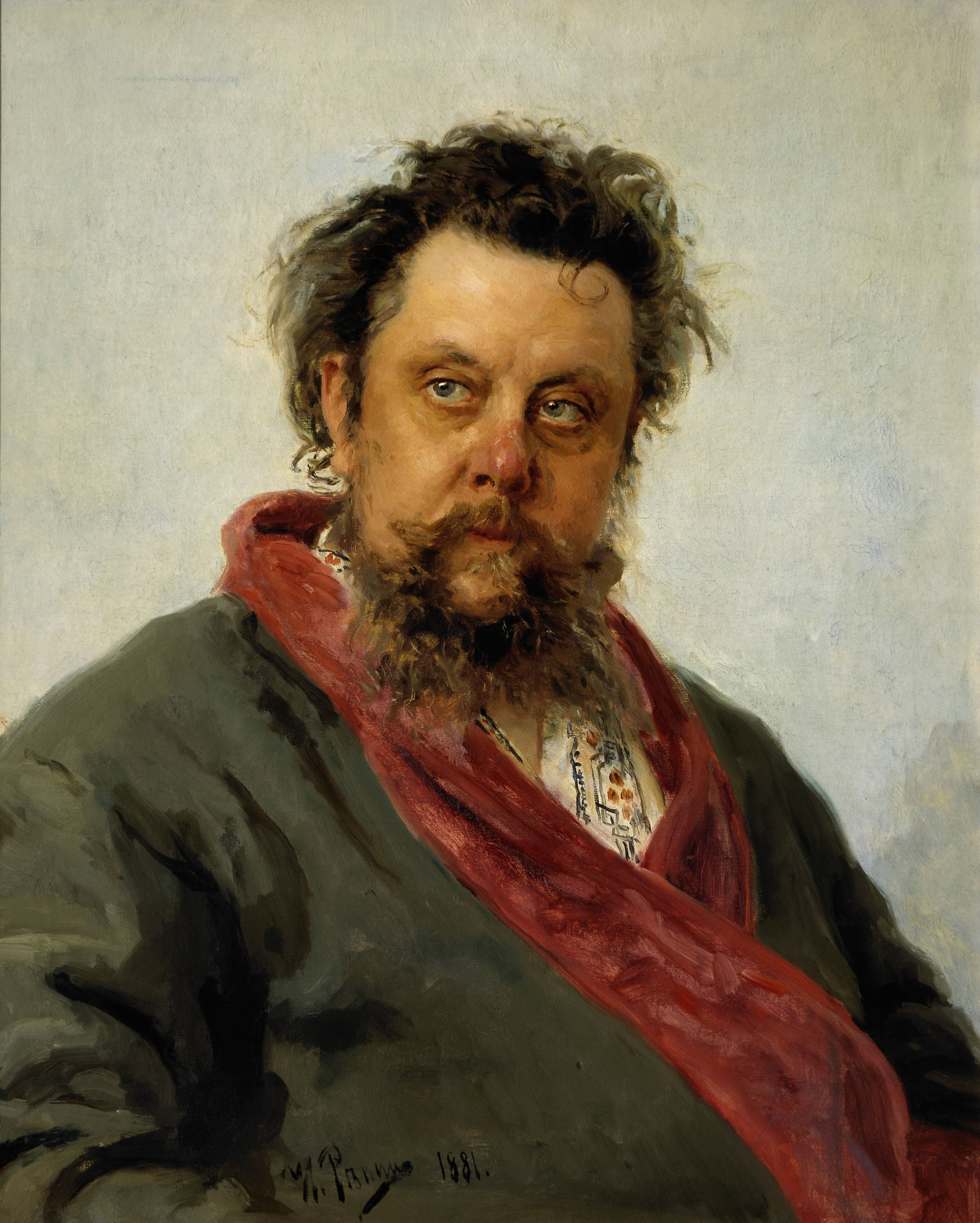 Репин И.. Портрет композитора М.П.Мусоргского. 1881