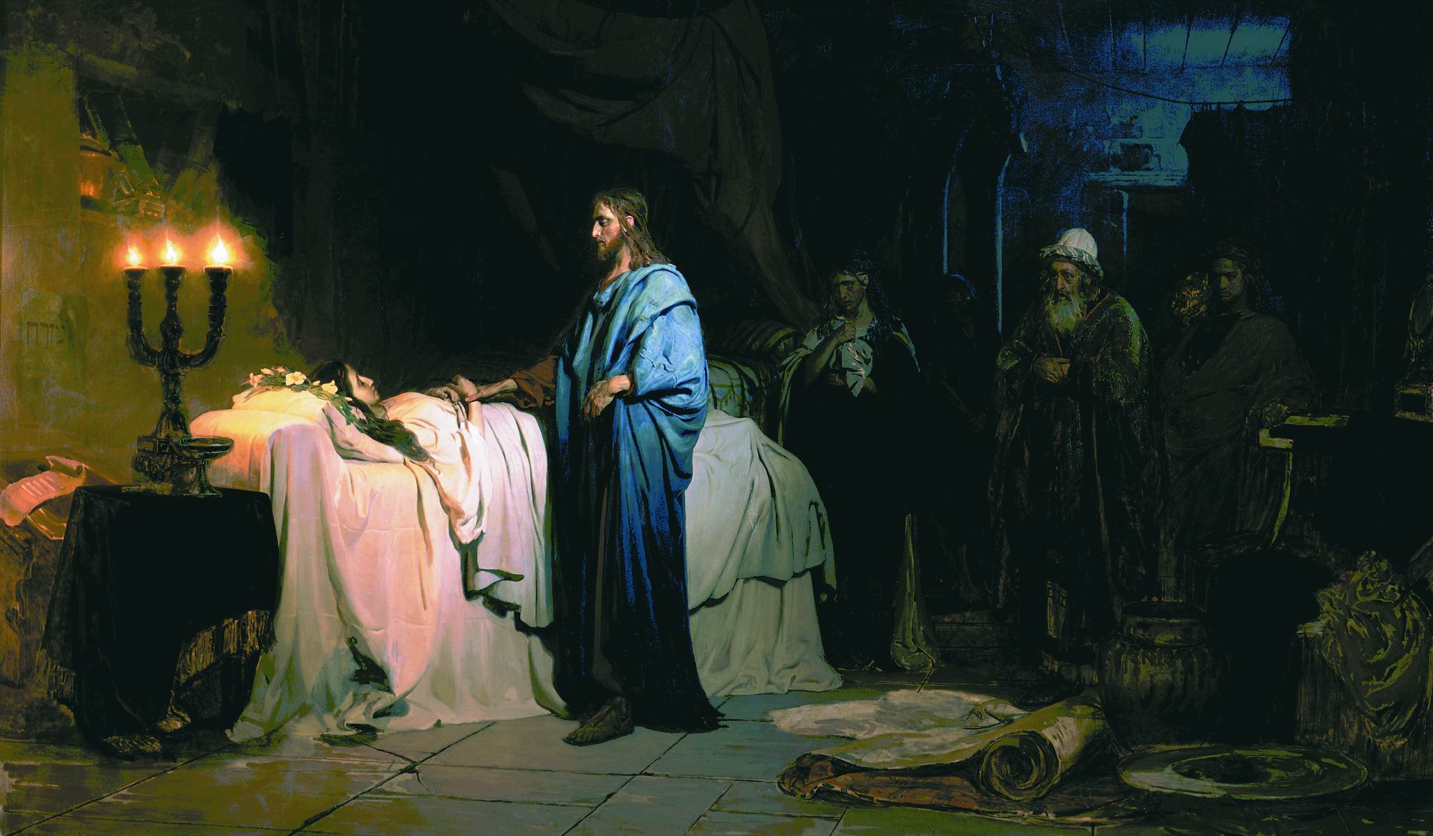 Репин И.. Воскрешение дочери Иаира. 1871