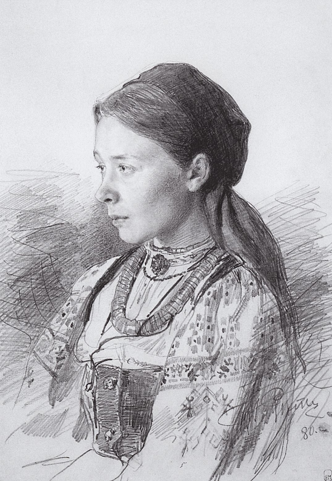 Репин И.. Портрет М.И.Арцыбушевой. 1880