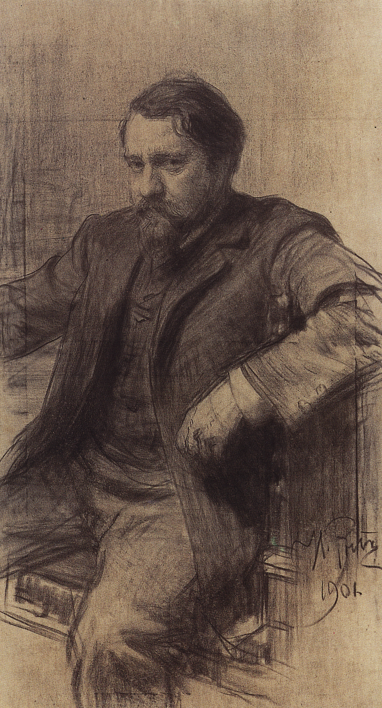 Репин И.. Портрет художника В.А.Серова. 1901