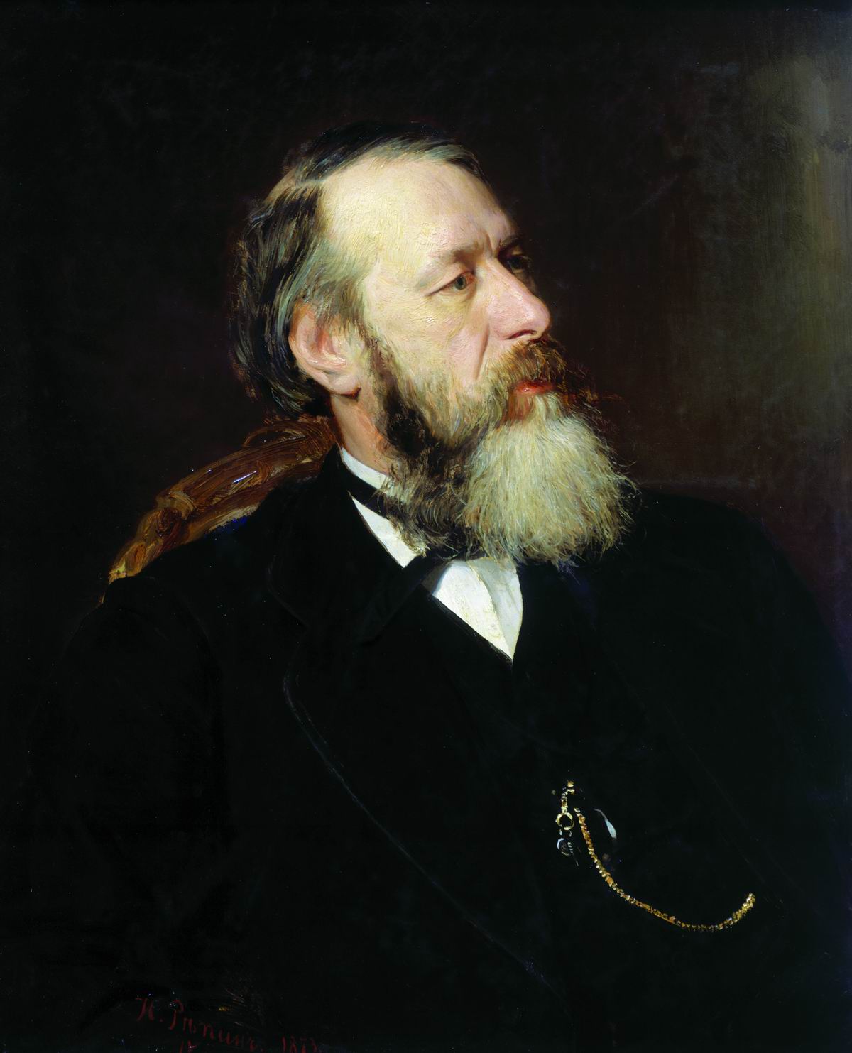 Репин И.. Портрет критика В.В.Стасова. 1873