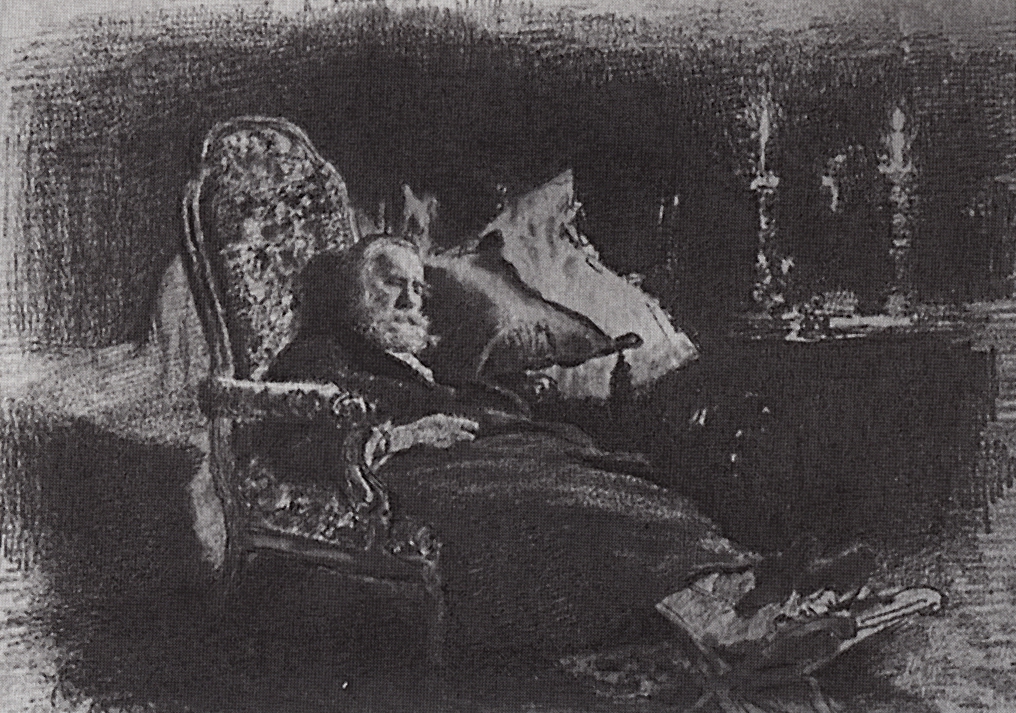 Репин И.. Смерть Федора Васильевича Чижова. 1877