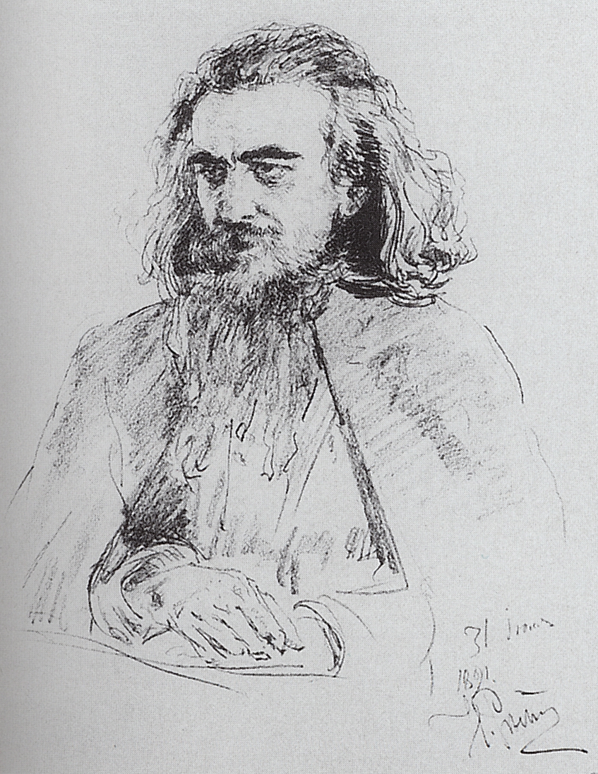 Репин И.. Портрет Владимира Сергеевича Соловьева. 1891